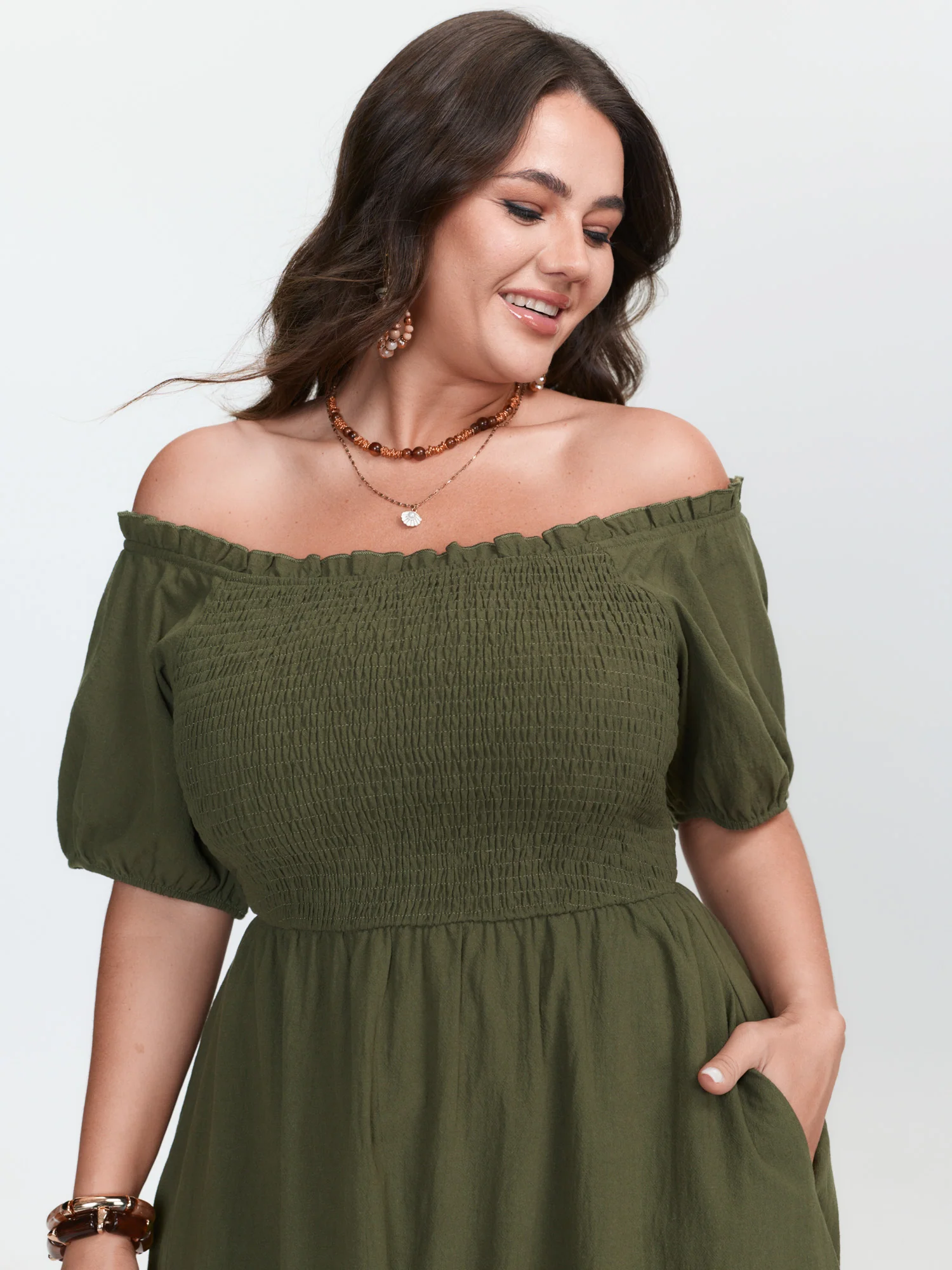 Pure Cotton Off-Shoulder Midi Dress - Image 2