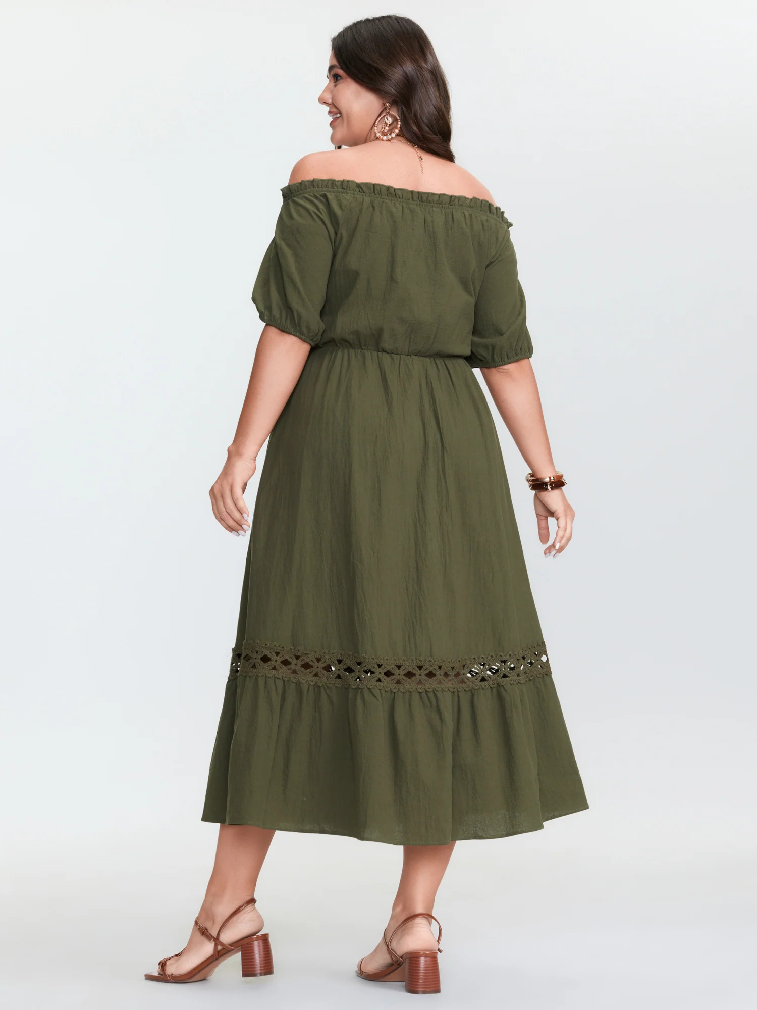 Pure Cotton Off-Shoulder Midi Dress - Image 4