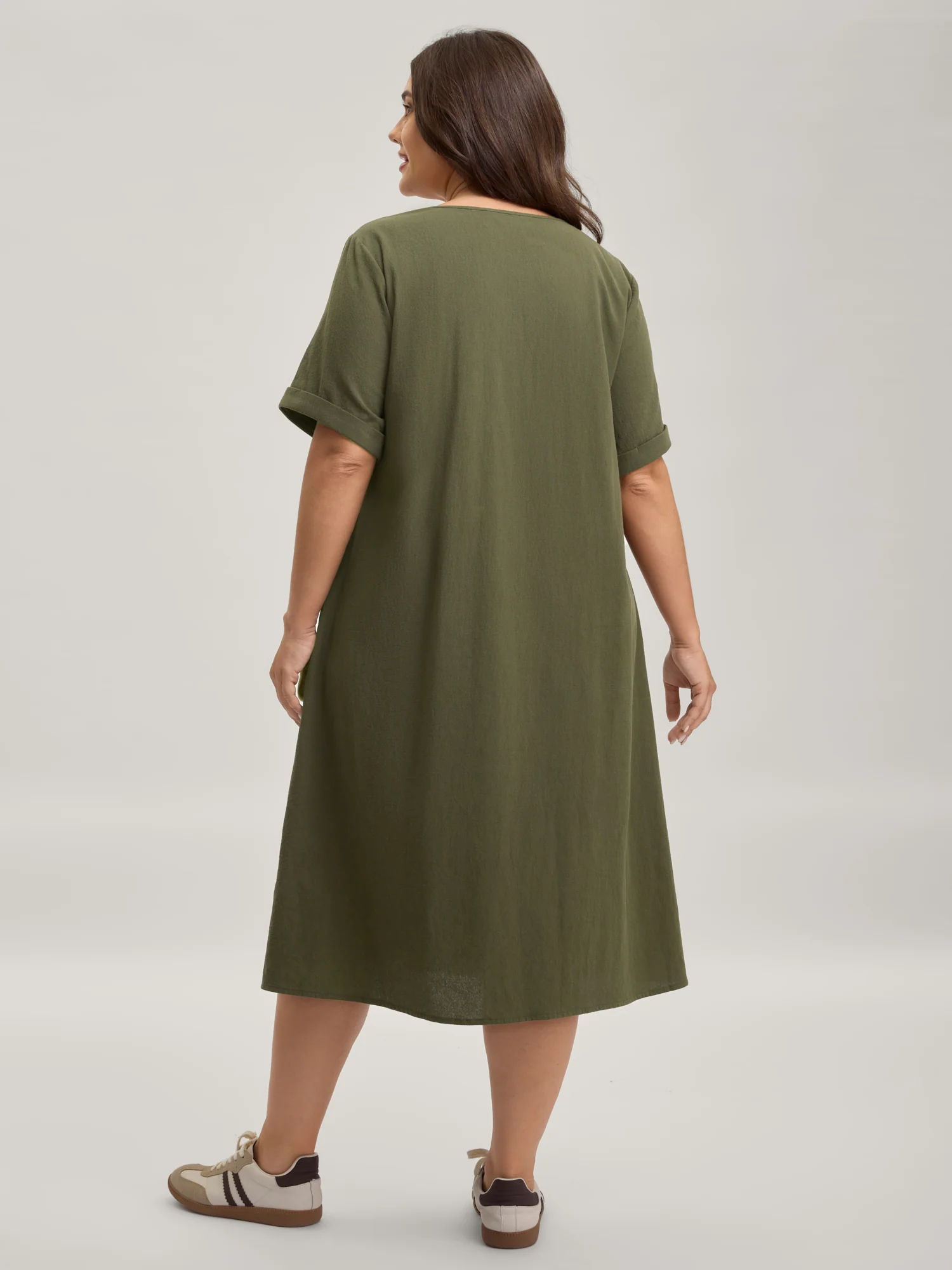Pure Cotton Pin-Tuck Pleats Midi Dress - Image 4