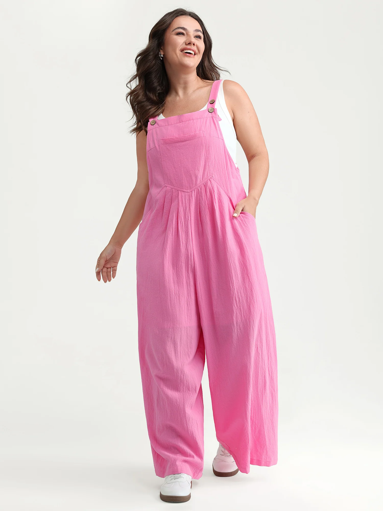 Pure Cotton Plain Adjustable Overall Jumpsuit - Image 3