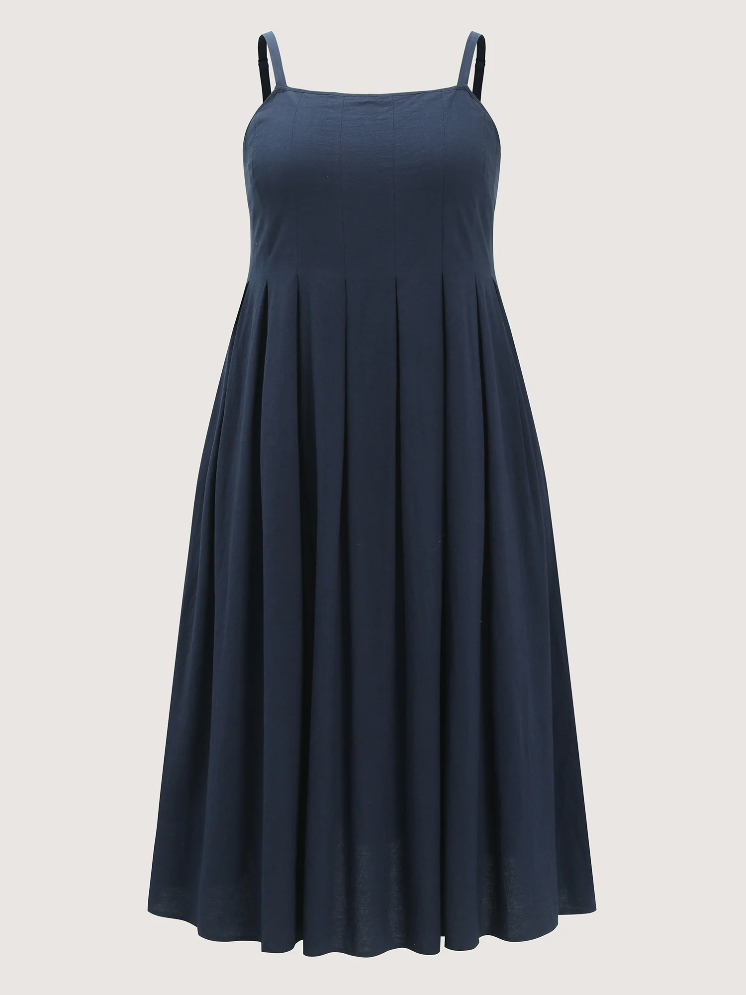 Pure Cotton Pleated Adjustable Midi Dress - Image 8