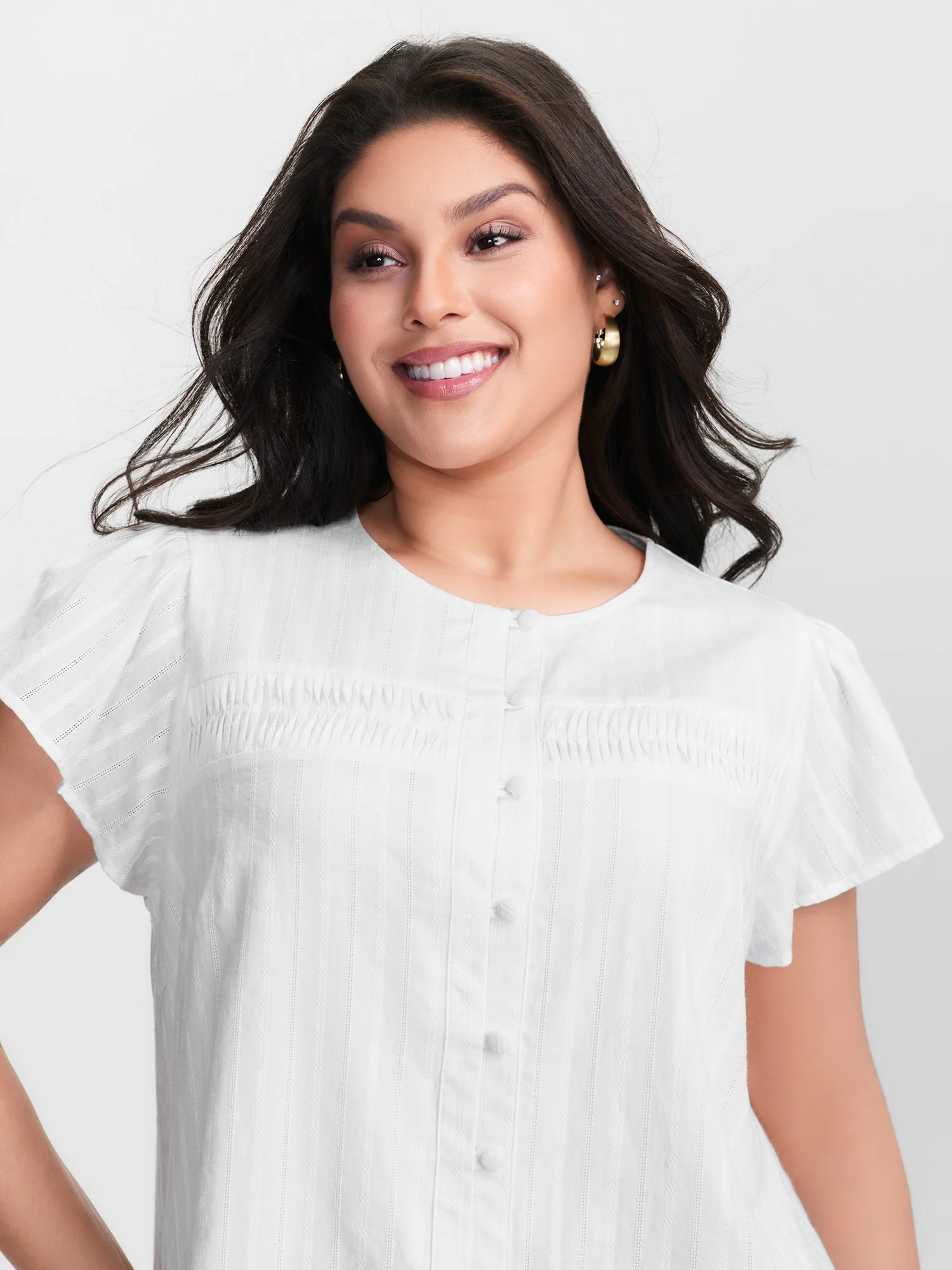 Pure Cotton Pleated Button-Down Shirt - Image 2