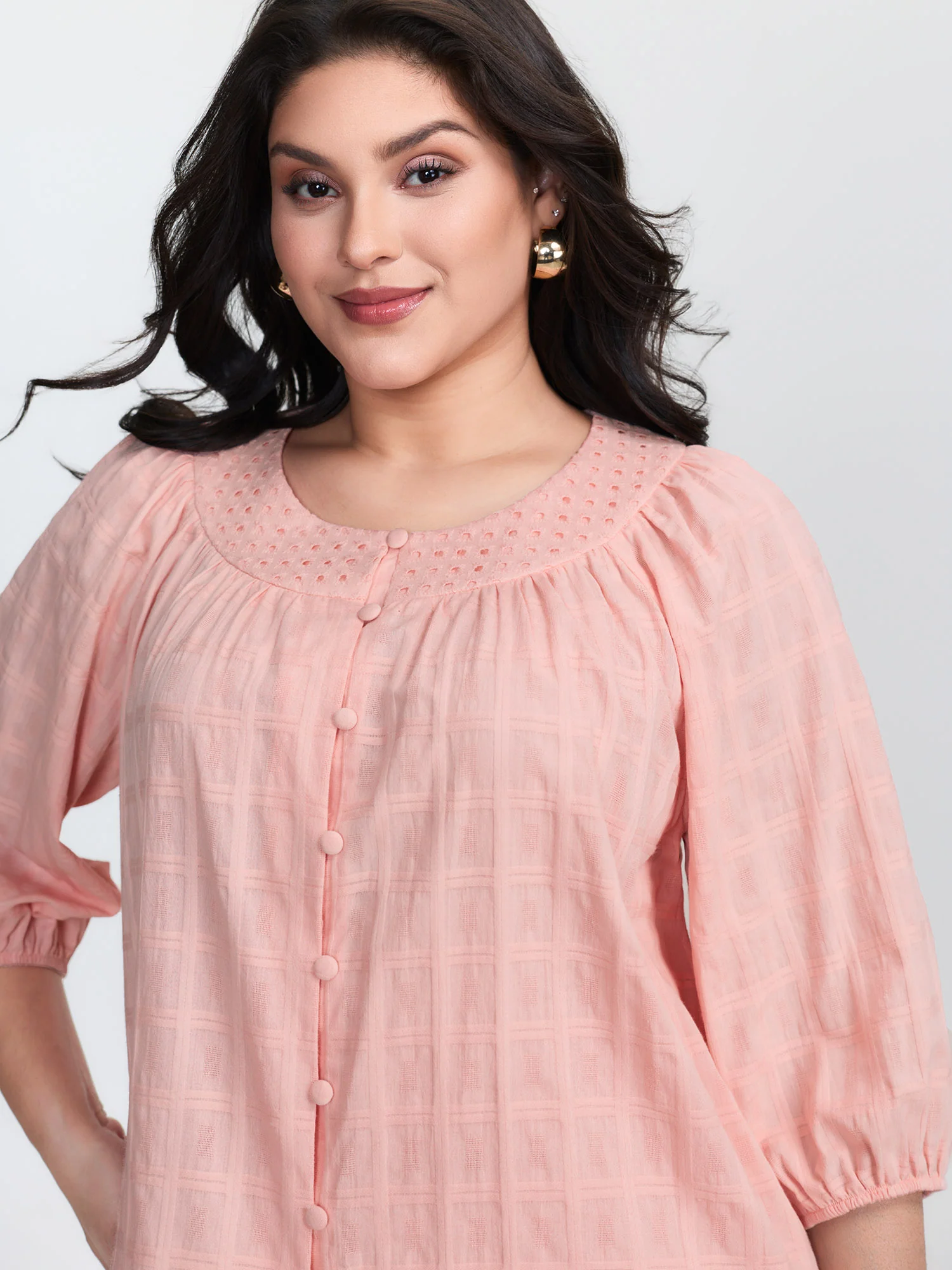 Pure Cotton Pleated Button-Down Top - Image 3
