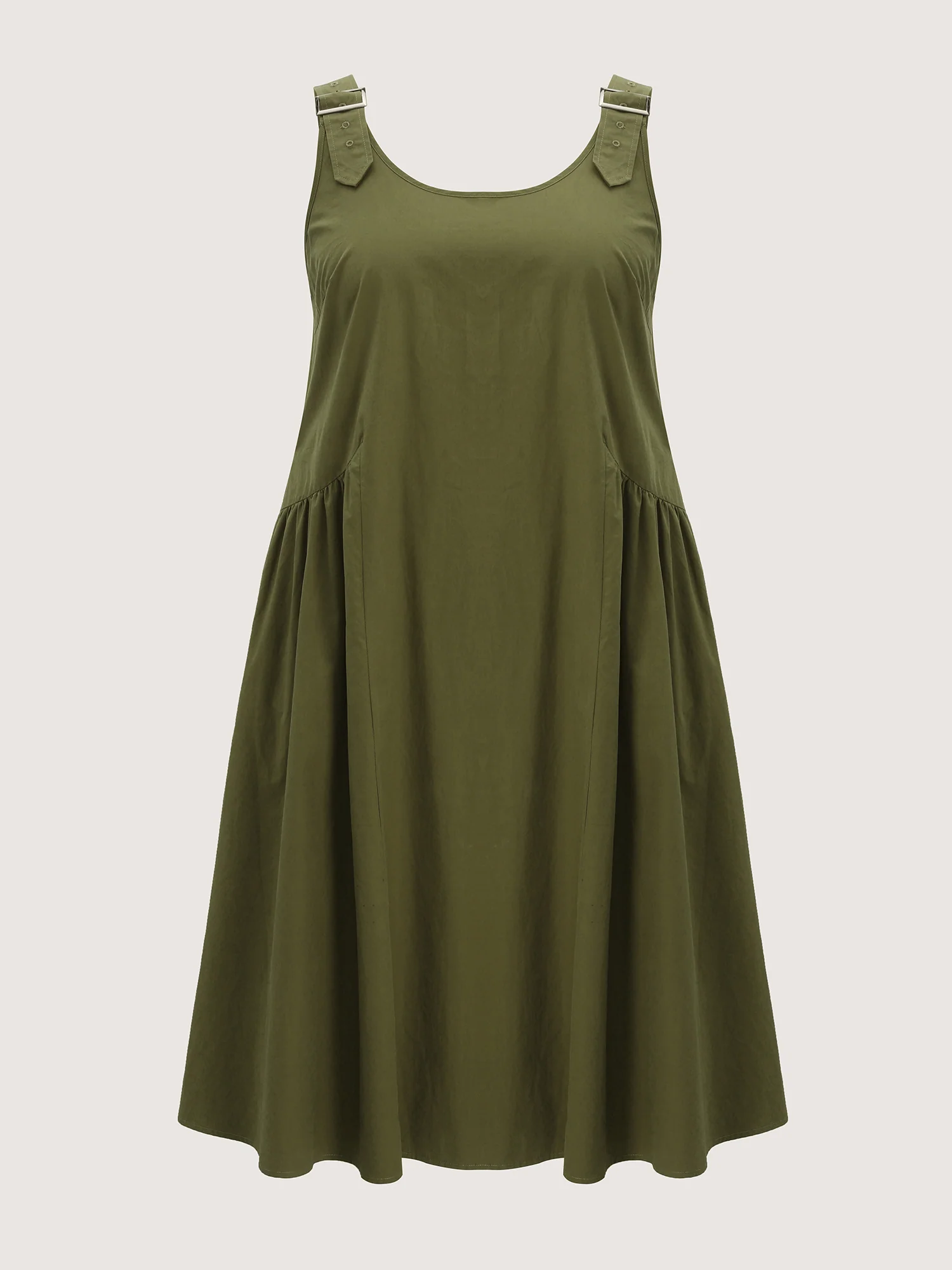 Pure Cotton Pleated Drop Waist Overall Midi Dress - Image 7