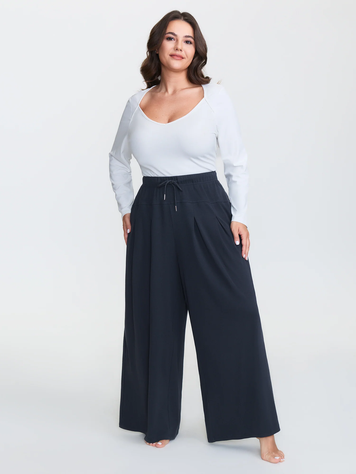 Pure Cotton Pleated Pockets Lounge Bottoms - Image 2