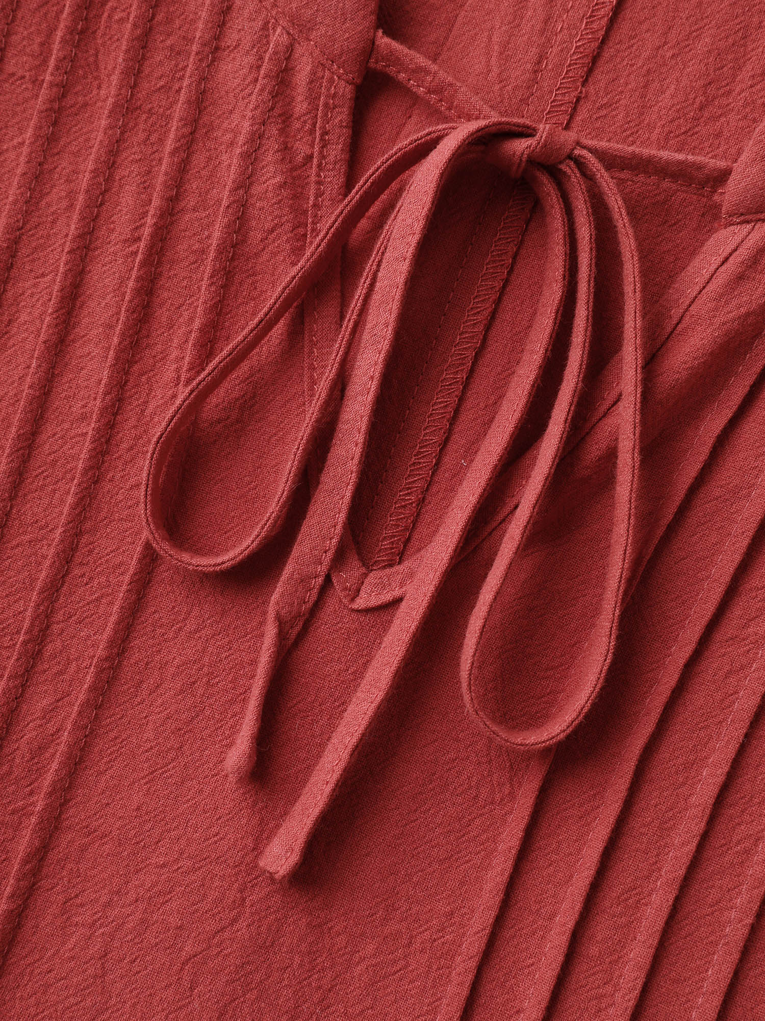 Pure Cotton Pleated Pockets Midi Dress - Image 5