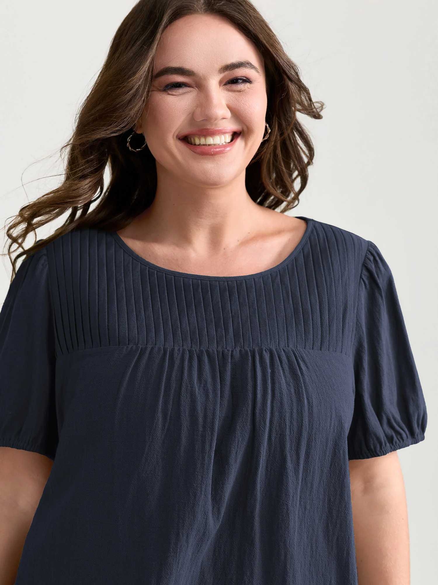 Pure Cotton Pleated Puffy Sleeve Blouse - Image 10