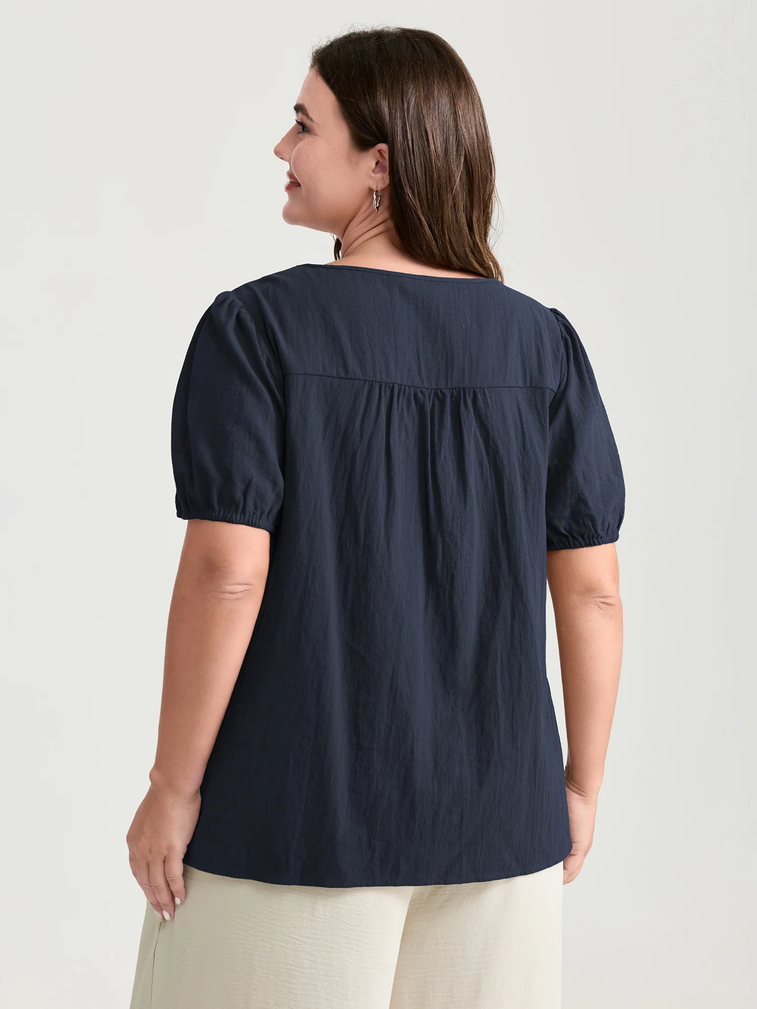 Pure Cotton Pleated Puffy Sleeve Blouse - Image 11