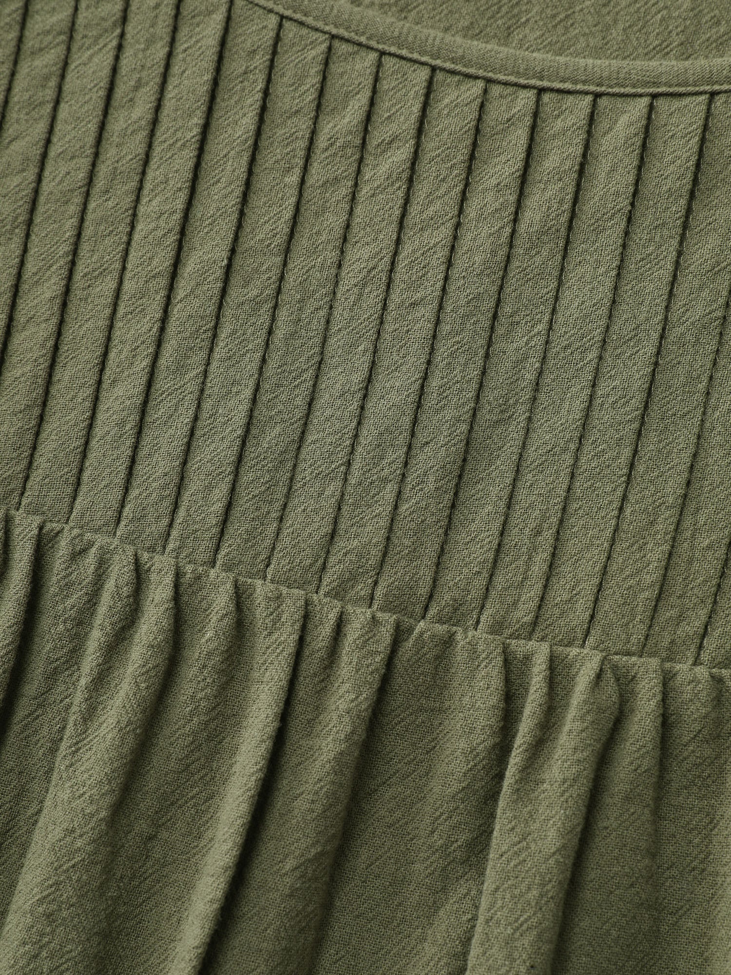 Pure Cotton Pleated Puffy Sleeve Blouse - Image 5