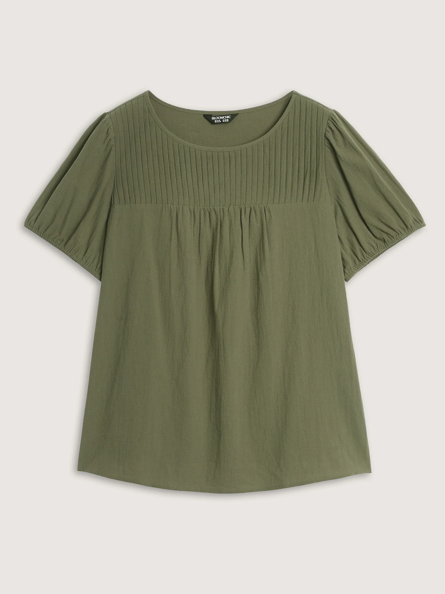 Pure Cotton Pleated Puffy Sleeve Blouse - Image 7