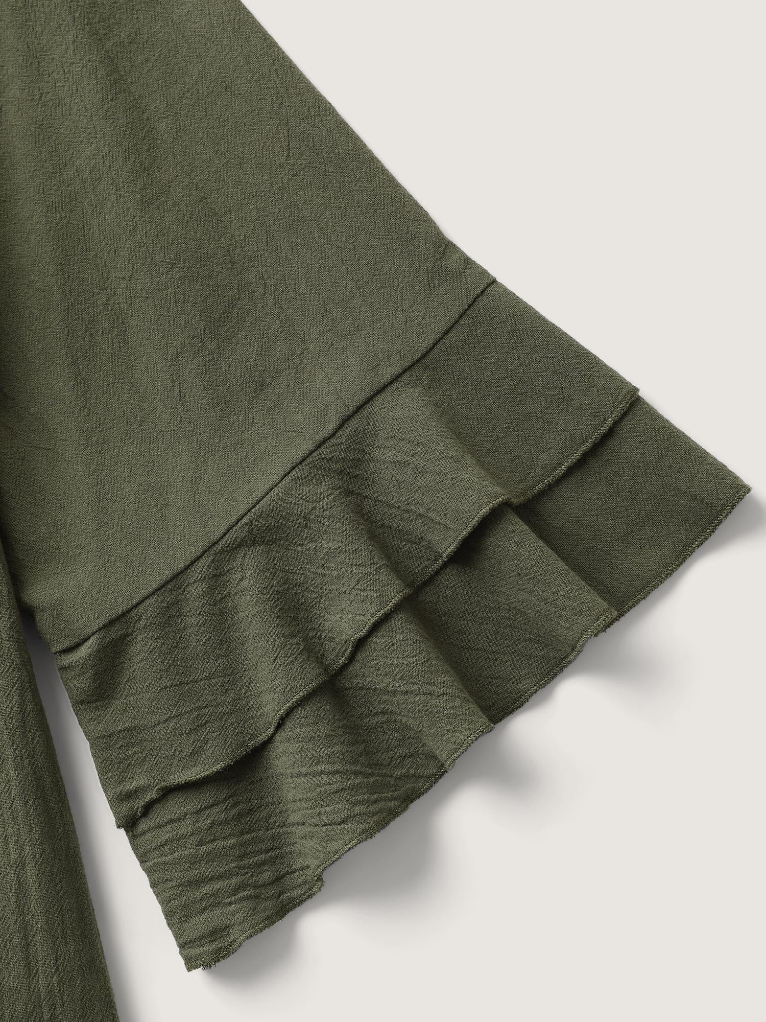 Pure Cotton Pleated V-Neck Blouse - Image 6