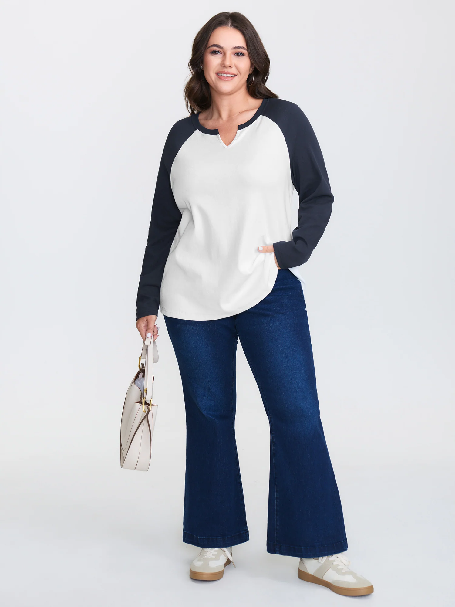 Pure Cotton Ribbed Color Contrast T-Shirt - Image 4