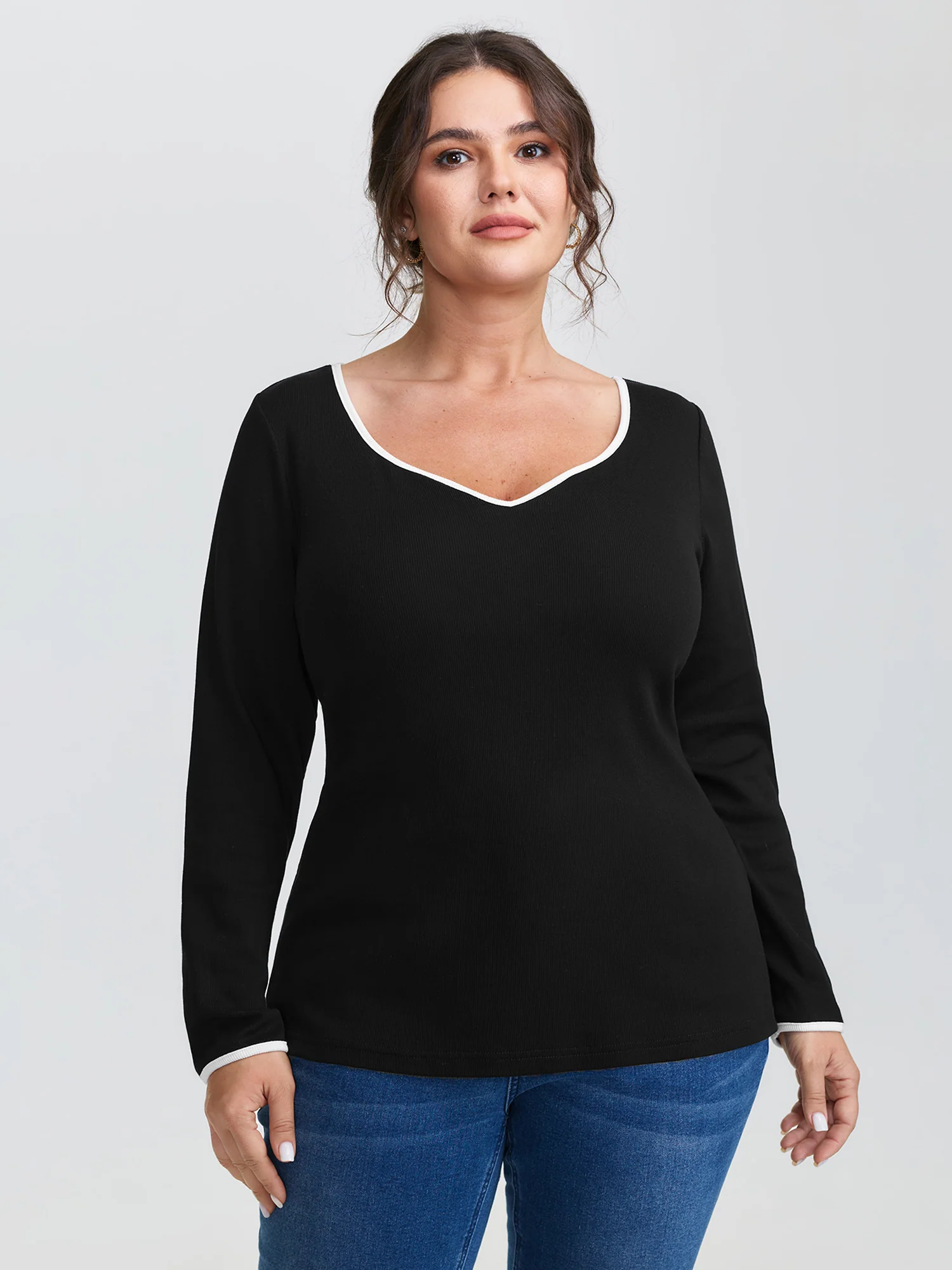 Pure Cotton Ribbed Solid T-Shirt - Image 2