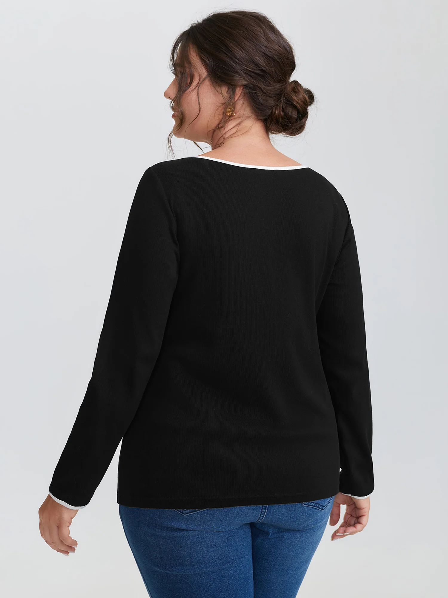 Pure Cotton Ribbed Solid T-Shirt - Image 4