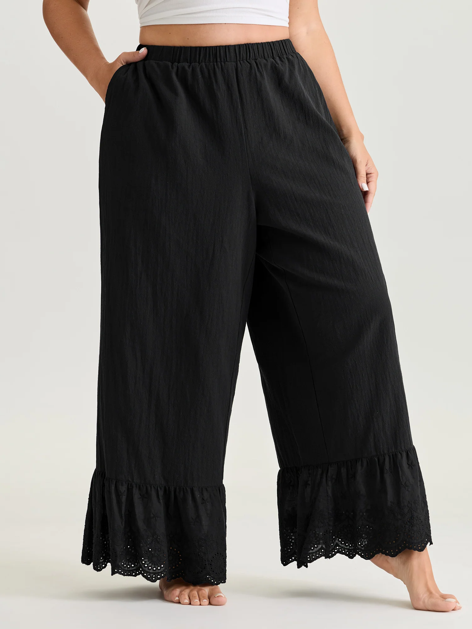 Pure Cotton Ruffled Hem Lounge Bottoms - Image 2