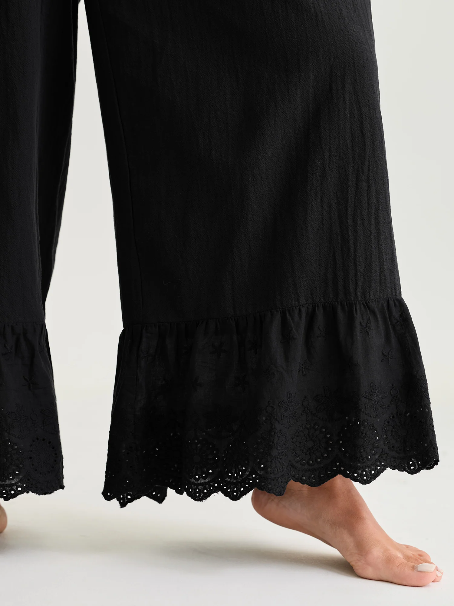 Pure Cotton Ruffled Hem Lounge Bottoms - Image 5