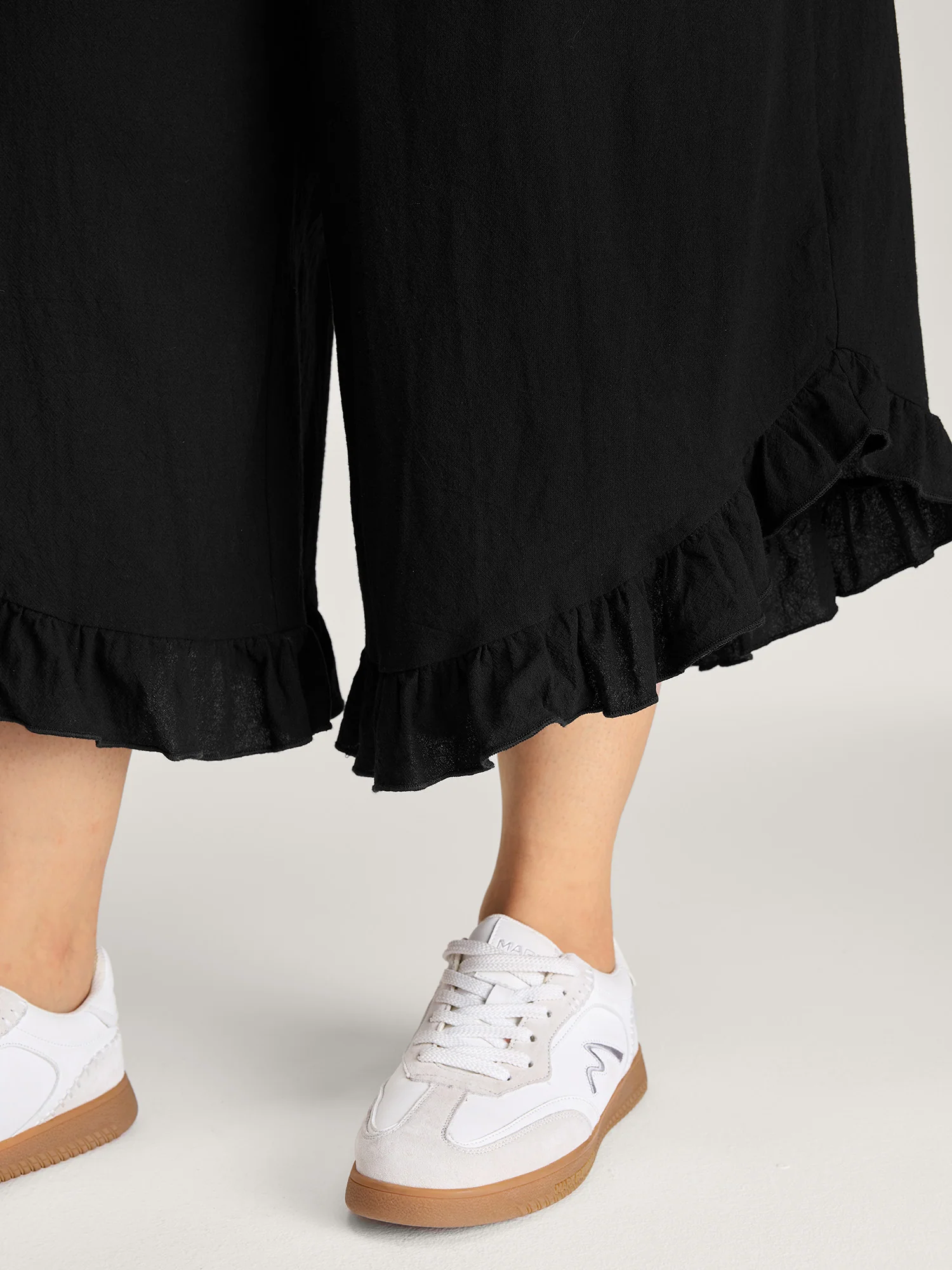 Pure Cotton Ruffled Hem Pockets Jumpsuit - Image 2