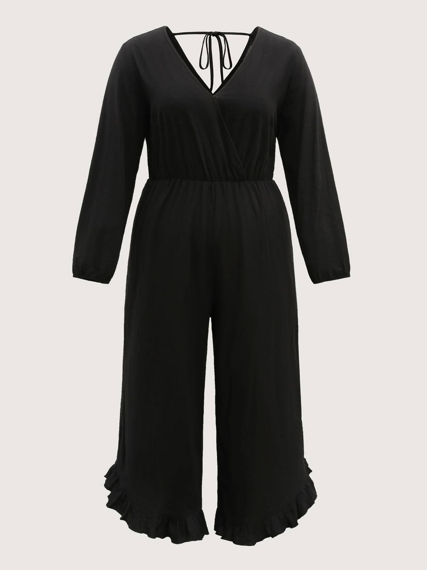 Pure Cotton Ruffled Hem Pockets Jumpsuit - Image 7
