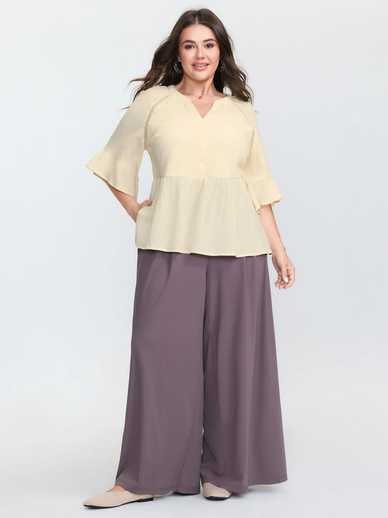 Pure Cotton Ruffled Lace Blouse - Image 2