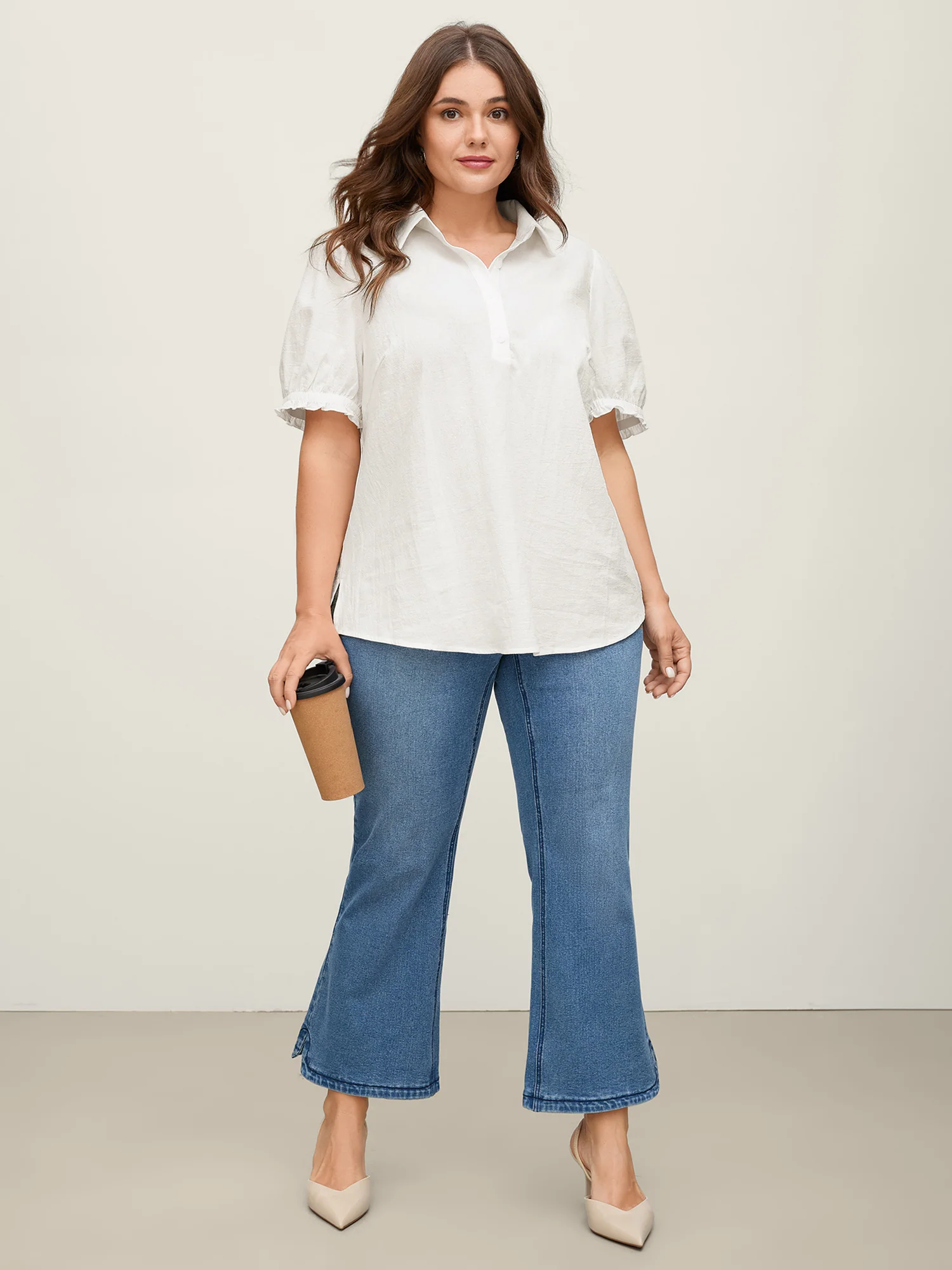 Pure Cotton Ruffled Puffy Sleeve Blouse - Image 2