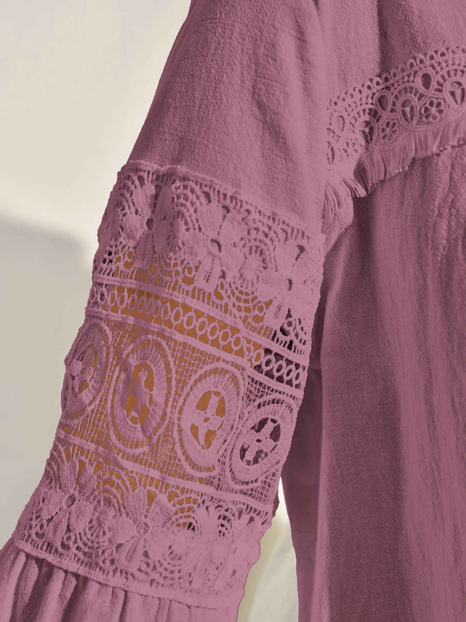 Pure Cotton Sheer Lace Trim Blouse - Image 10