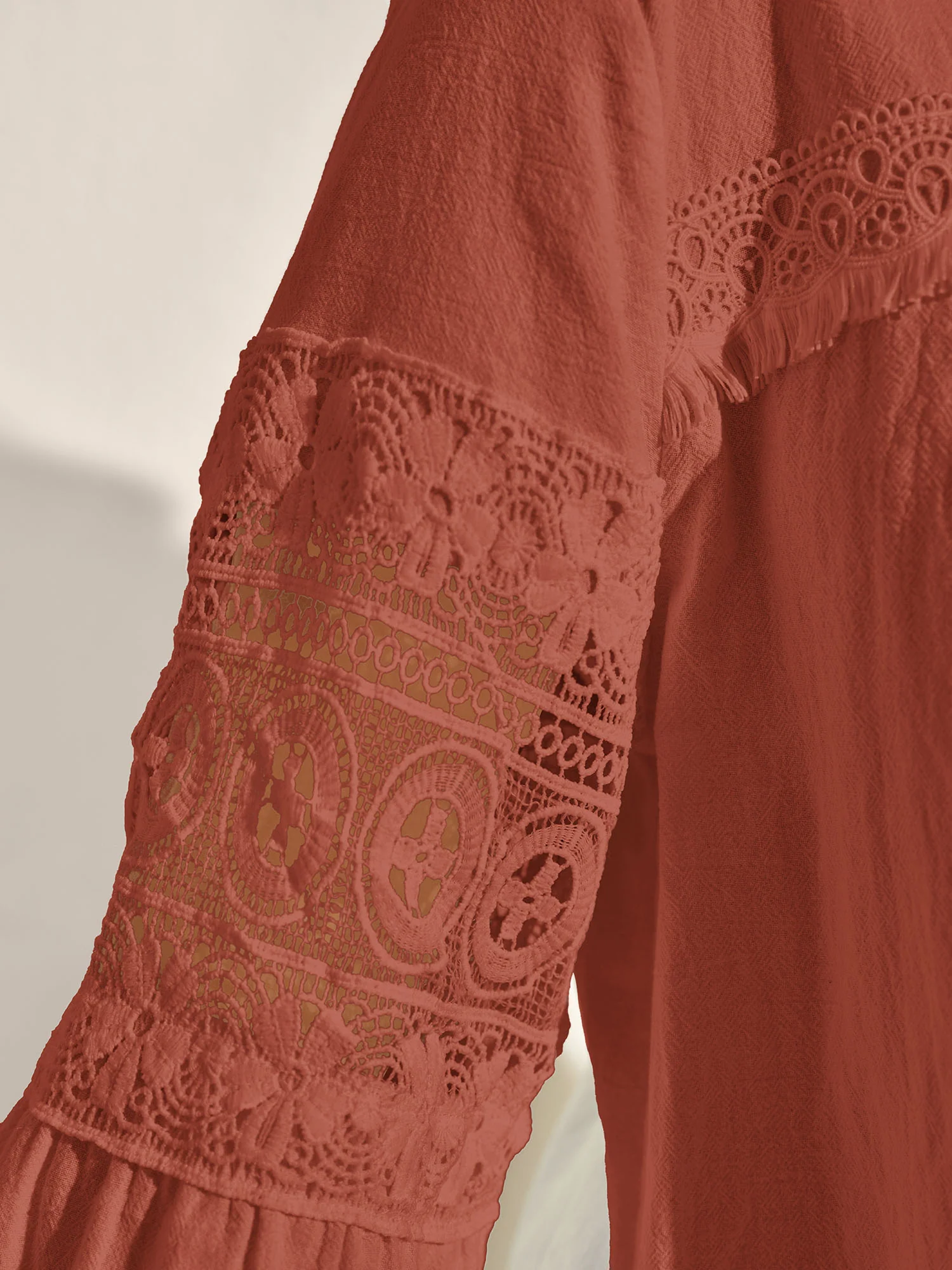 Pure Cotton Sheer Lace Trim Blouse - Image 14