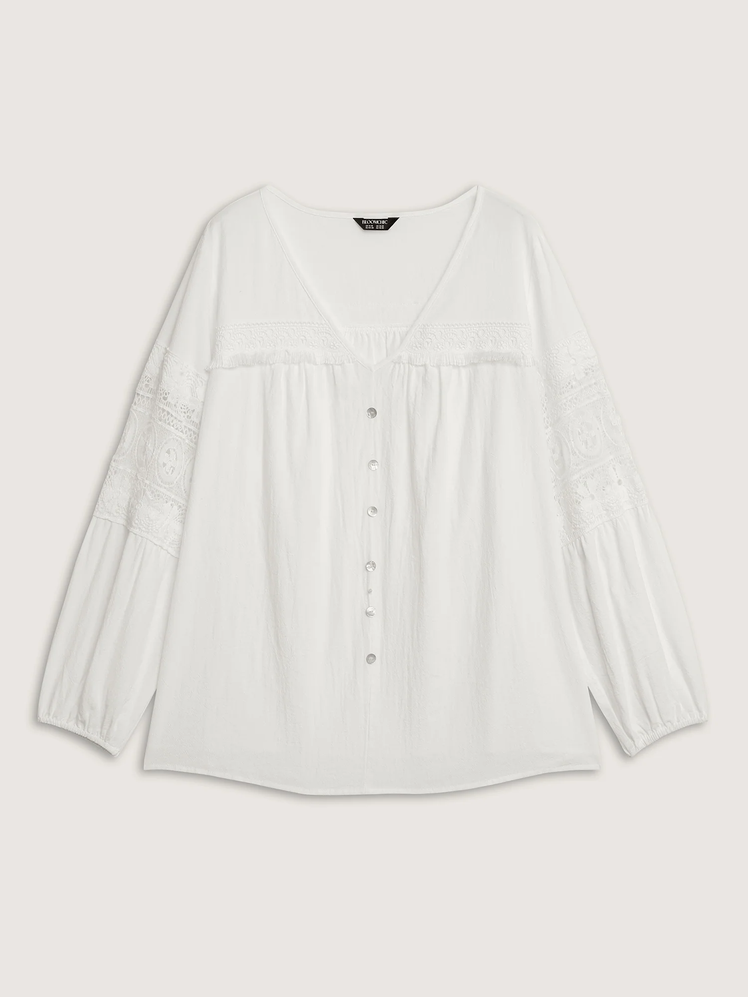 Pure Cotton Sheer Lace Trim Blouse - Image 7