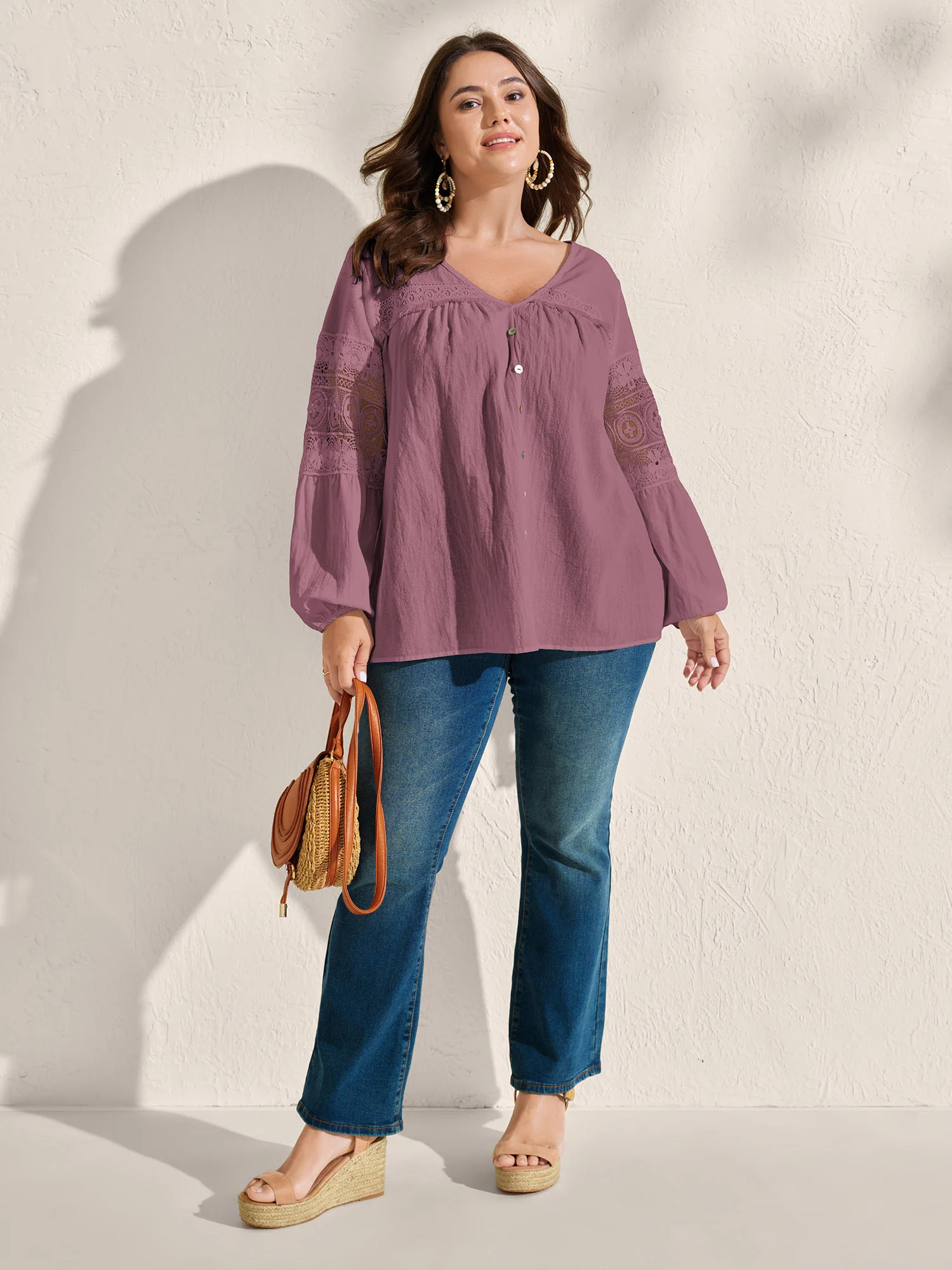 Pure Cotton Sheer Lace Trim Blouse - Image 9
