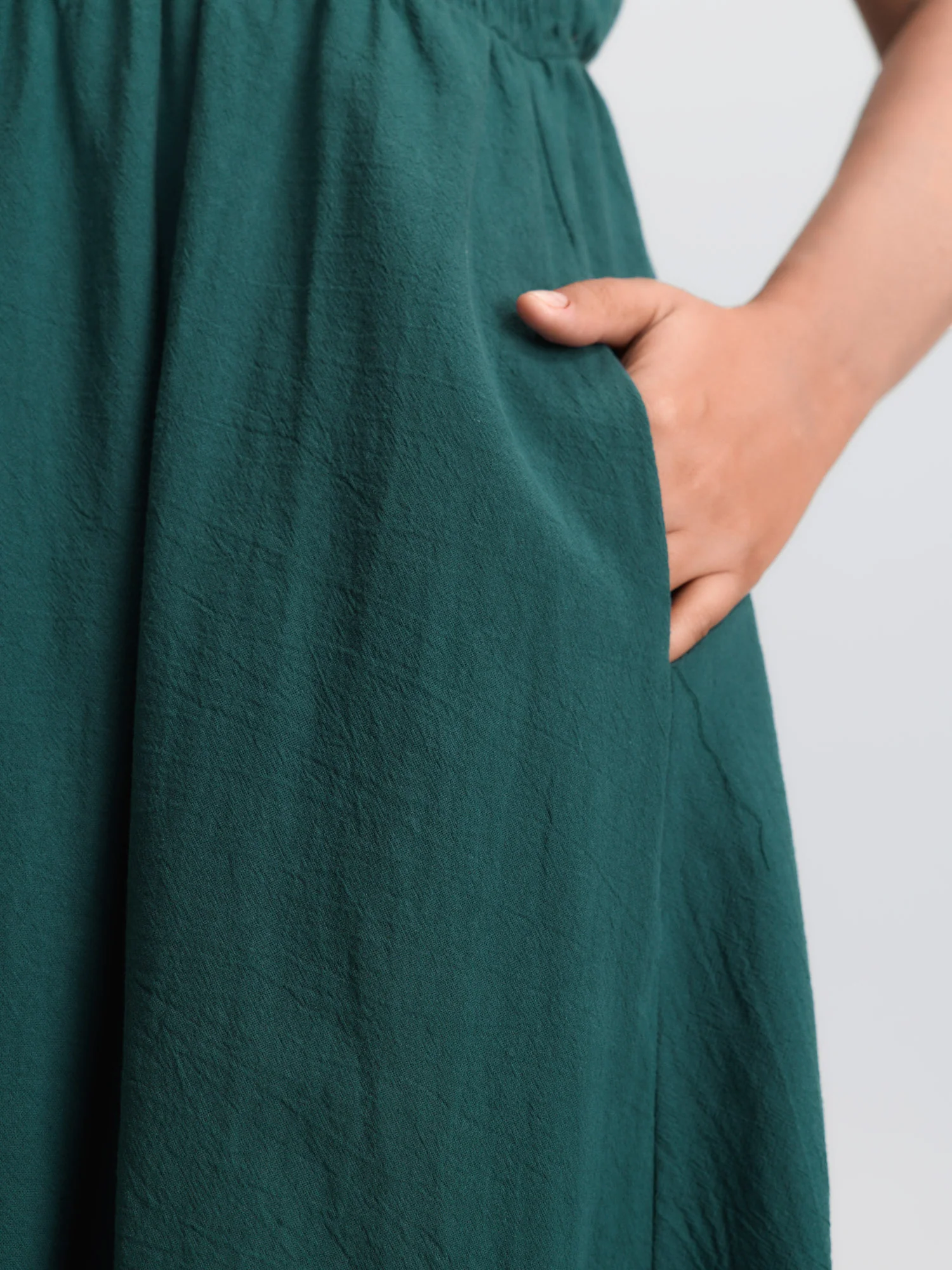Pure Cotton Shirred Bodice Midi Dress - Image 4