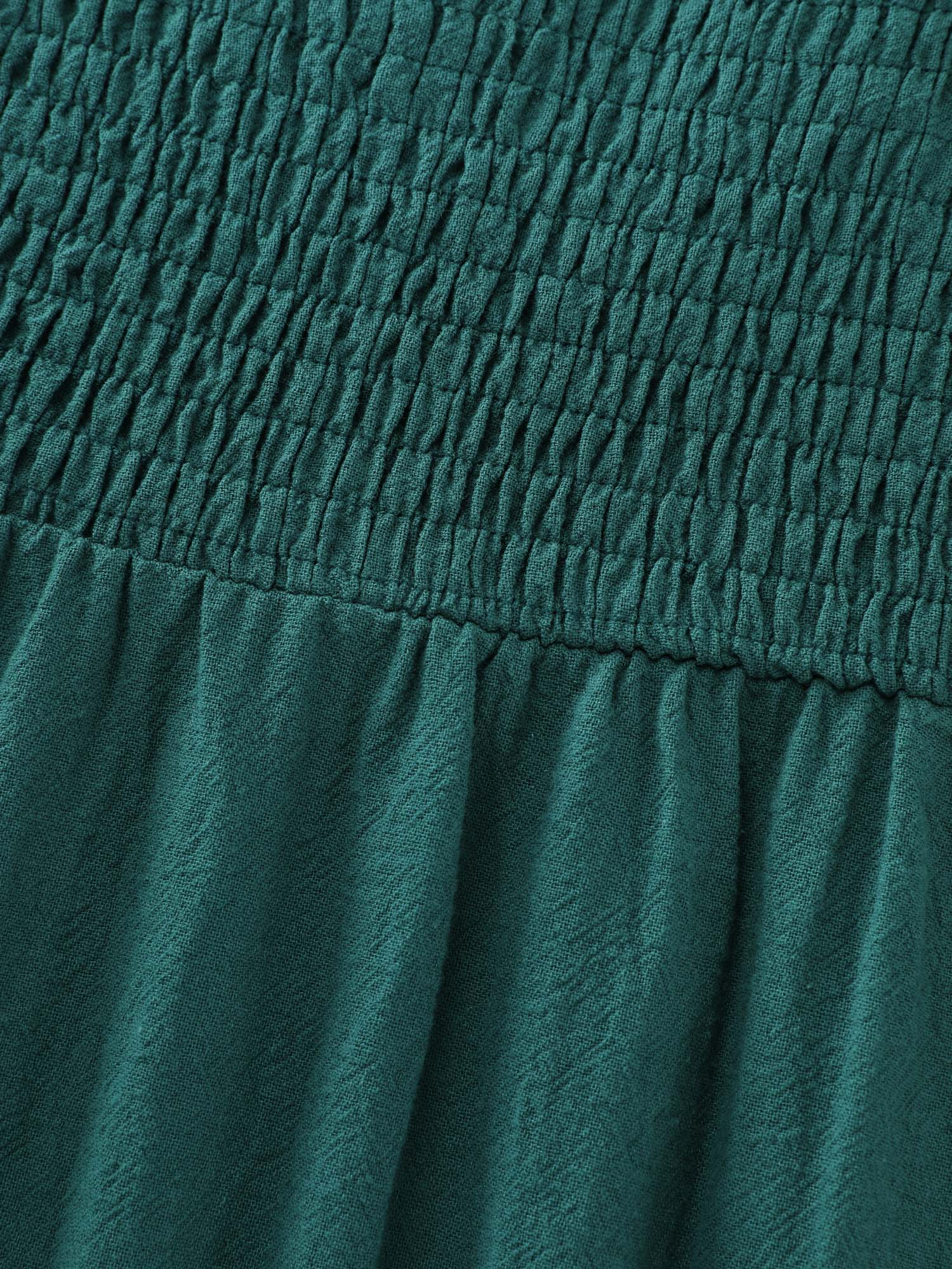 Pure Cotton Shirred Bodice Midi Dress - Image 7
