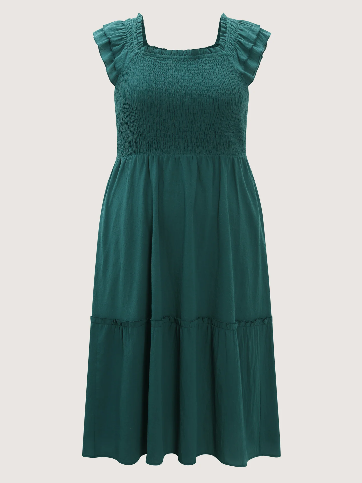 Pure Cotton Shirred Bodice Midi Dress - Image 8