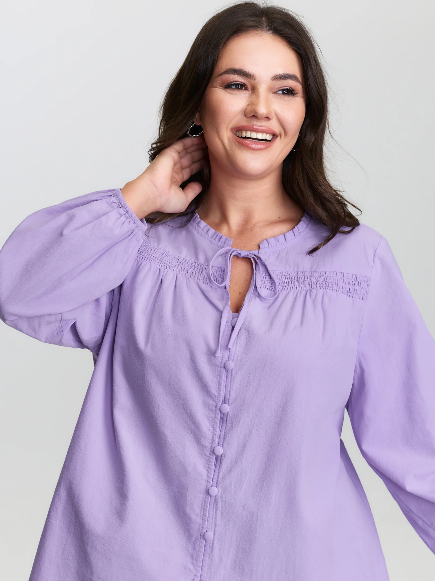 Pure Cotton Shirred Button Down Shirt - Image 2