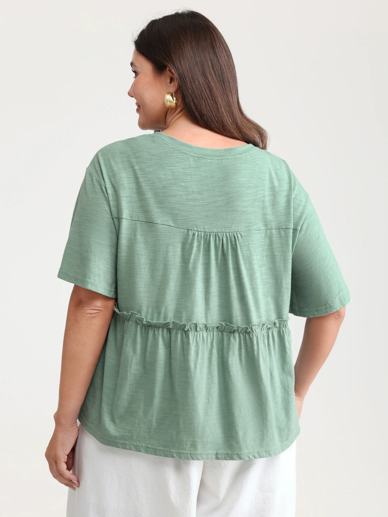Pure Cotton Stretchy Lace Trim T-Shirt - Image 5