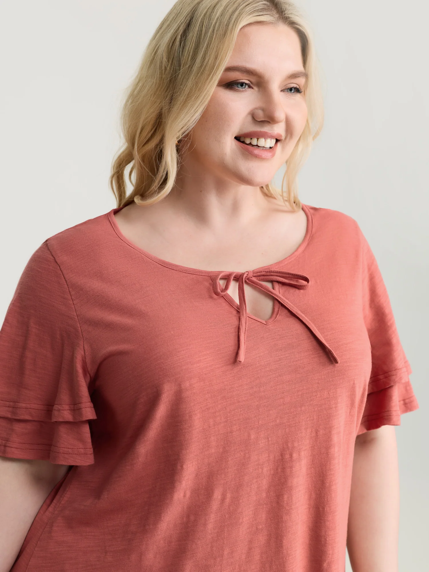 Pure Cotton Stretchy Layered Sleeve T-Shirt - Image 2