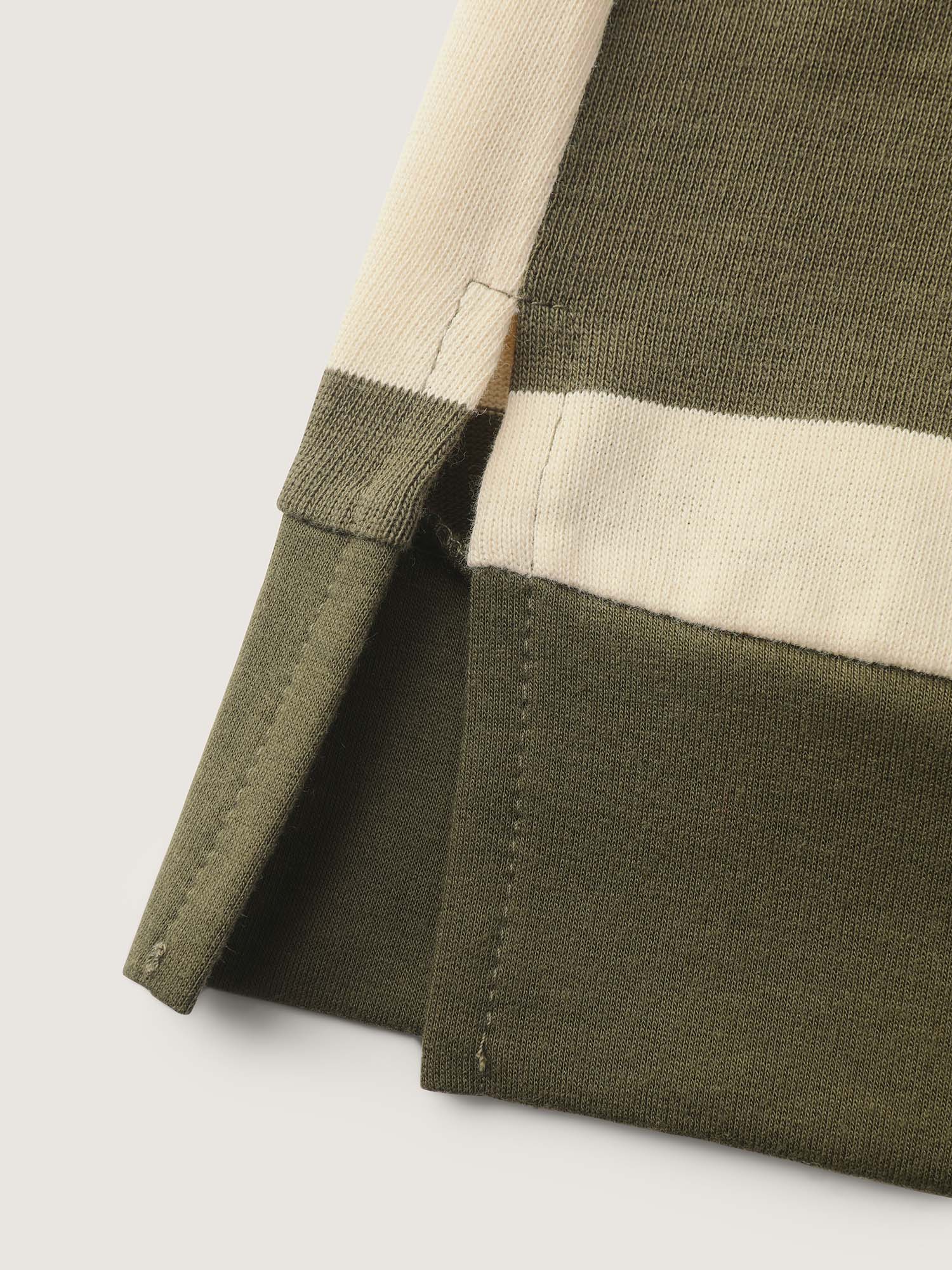 Pure Cotton Stripe Polo Collar Sweatshirt - Image 6