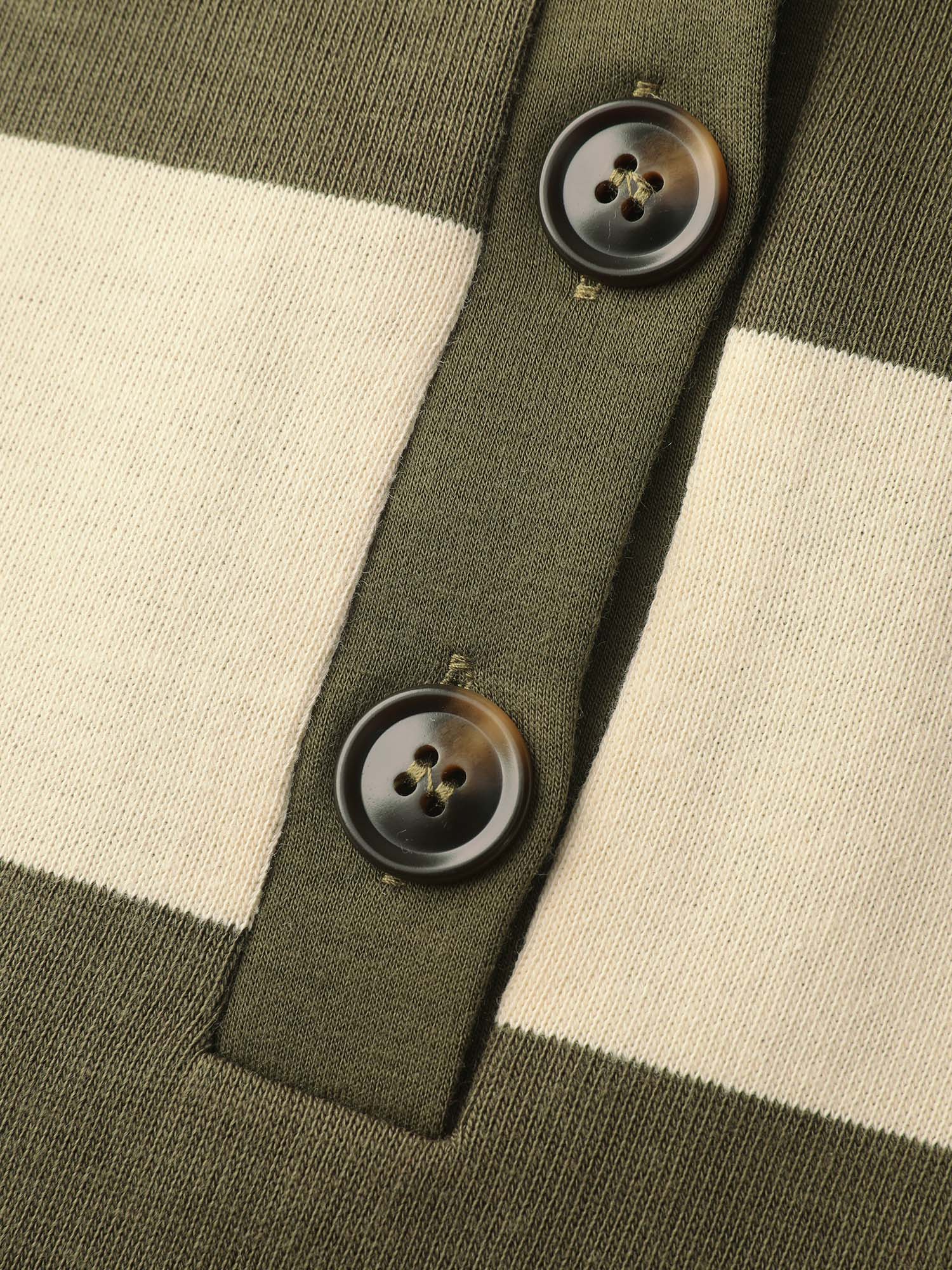 Pure Cotton Stripe Polo Collar Sweatshirt - Image 7