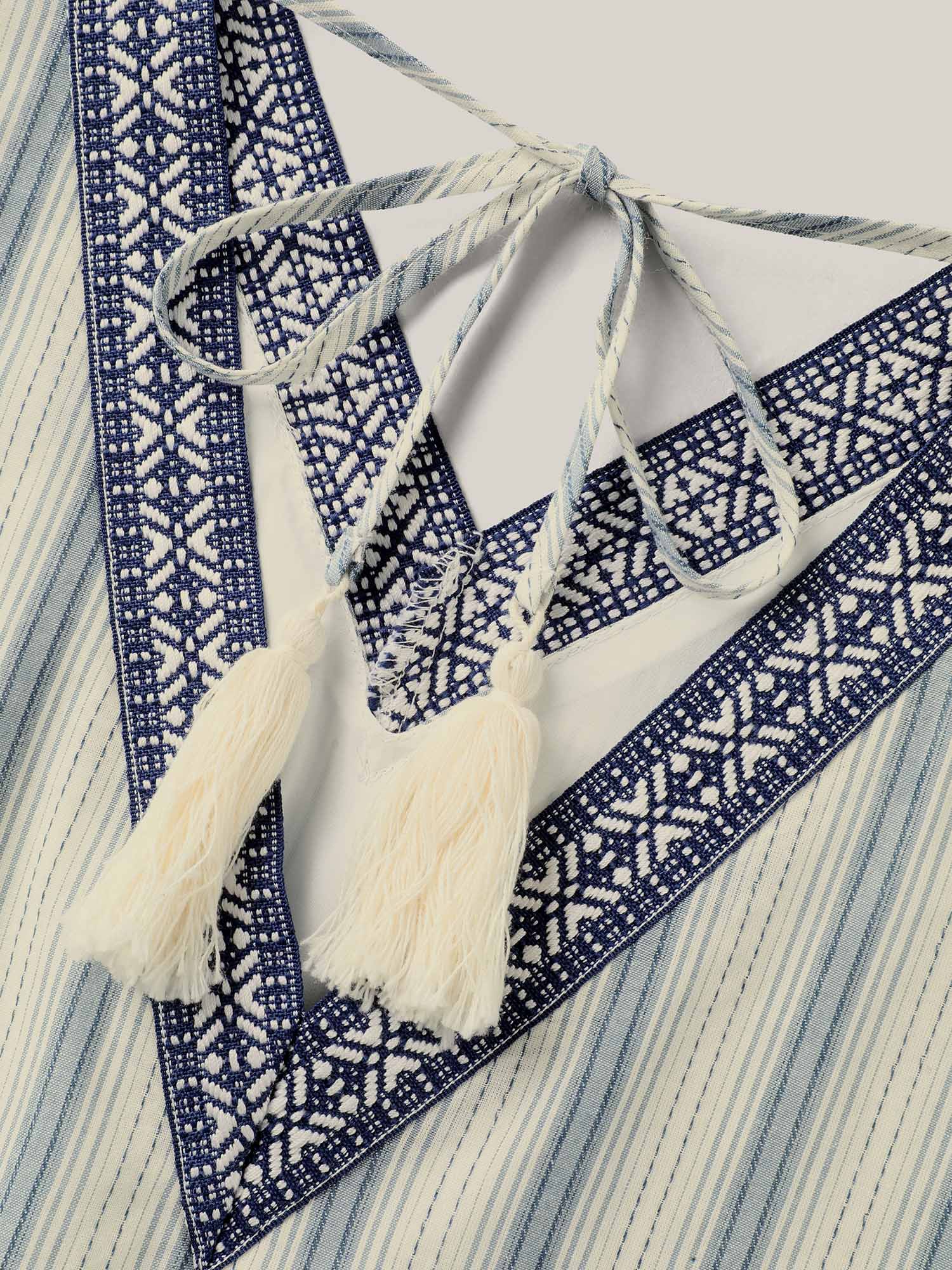 Pure Cotton Stripe Print Pockets Mini Dress - Image 5