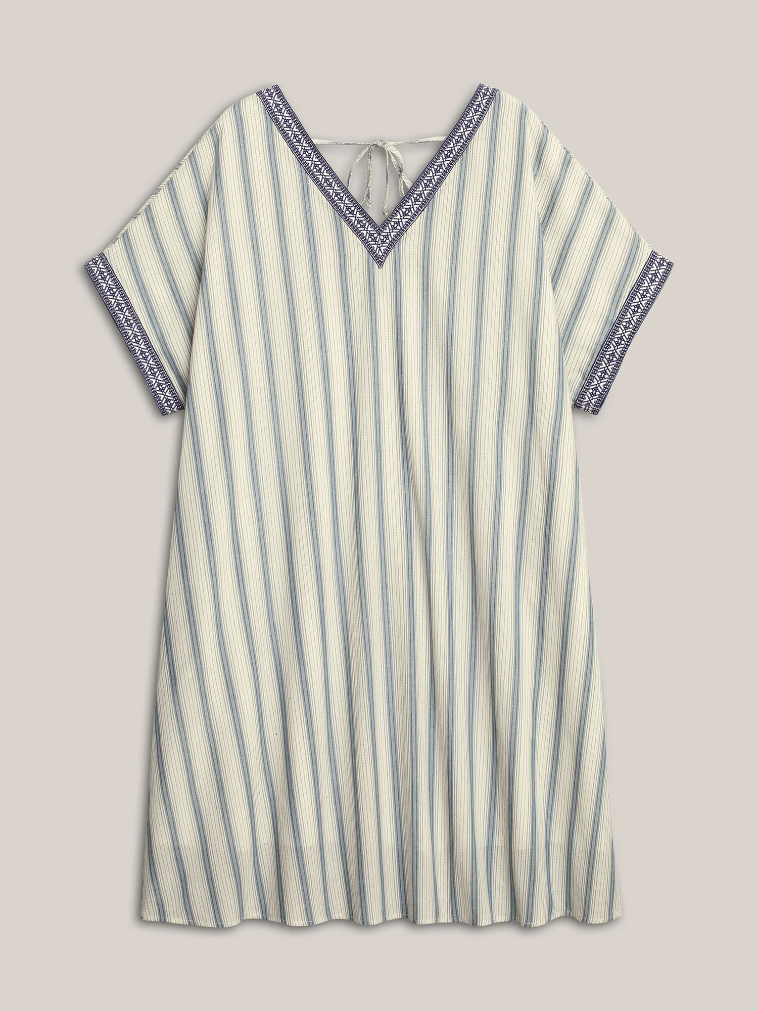 Pure Cotton Stripe Print Pockets Mini Dress - Image 7