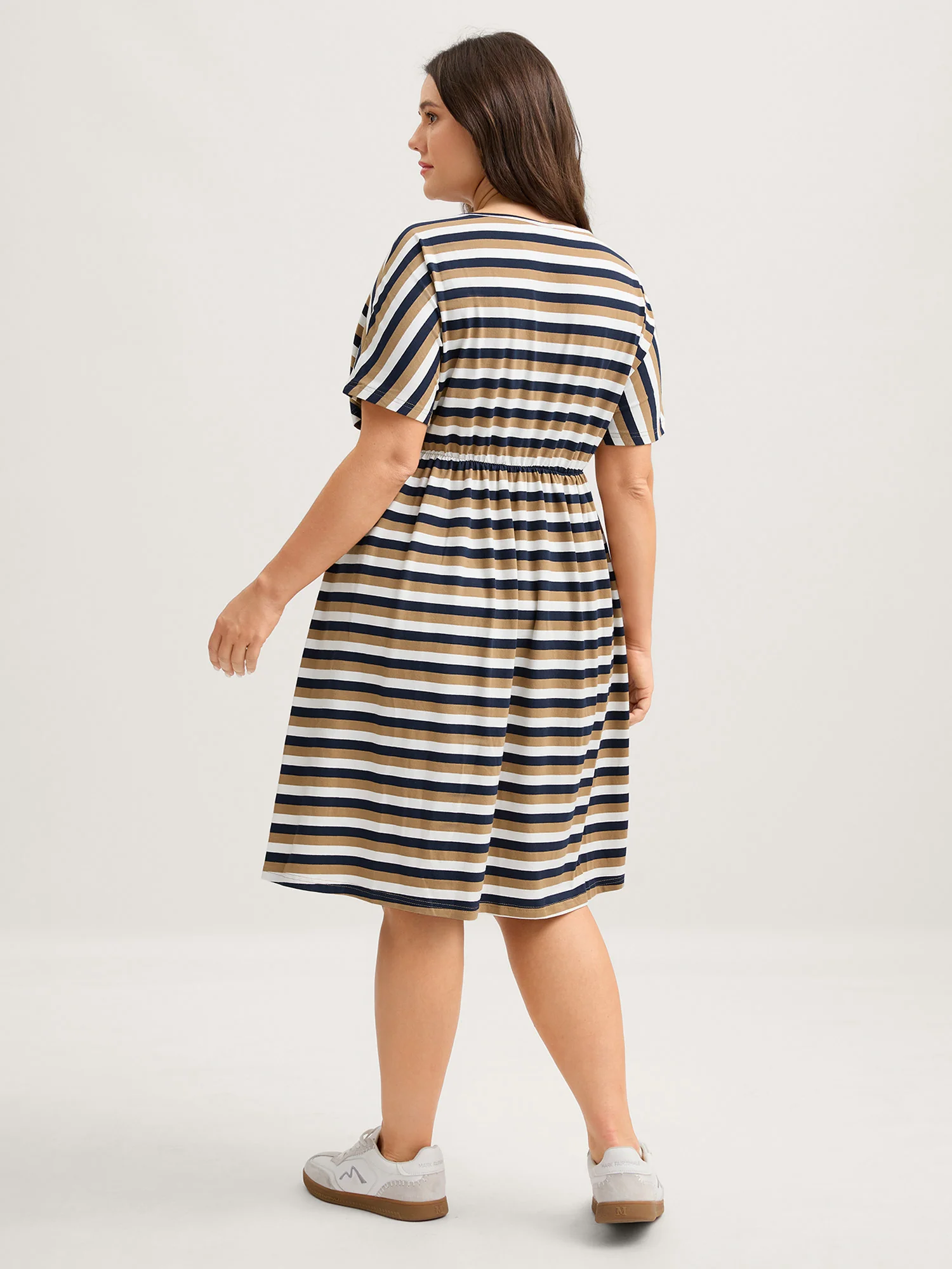 Pure Cotton Striped Waist-Tie Midi Dress - Image 4