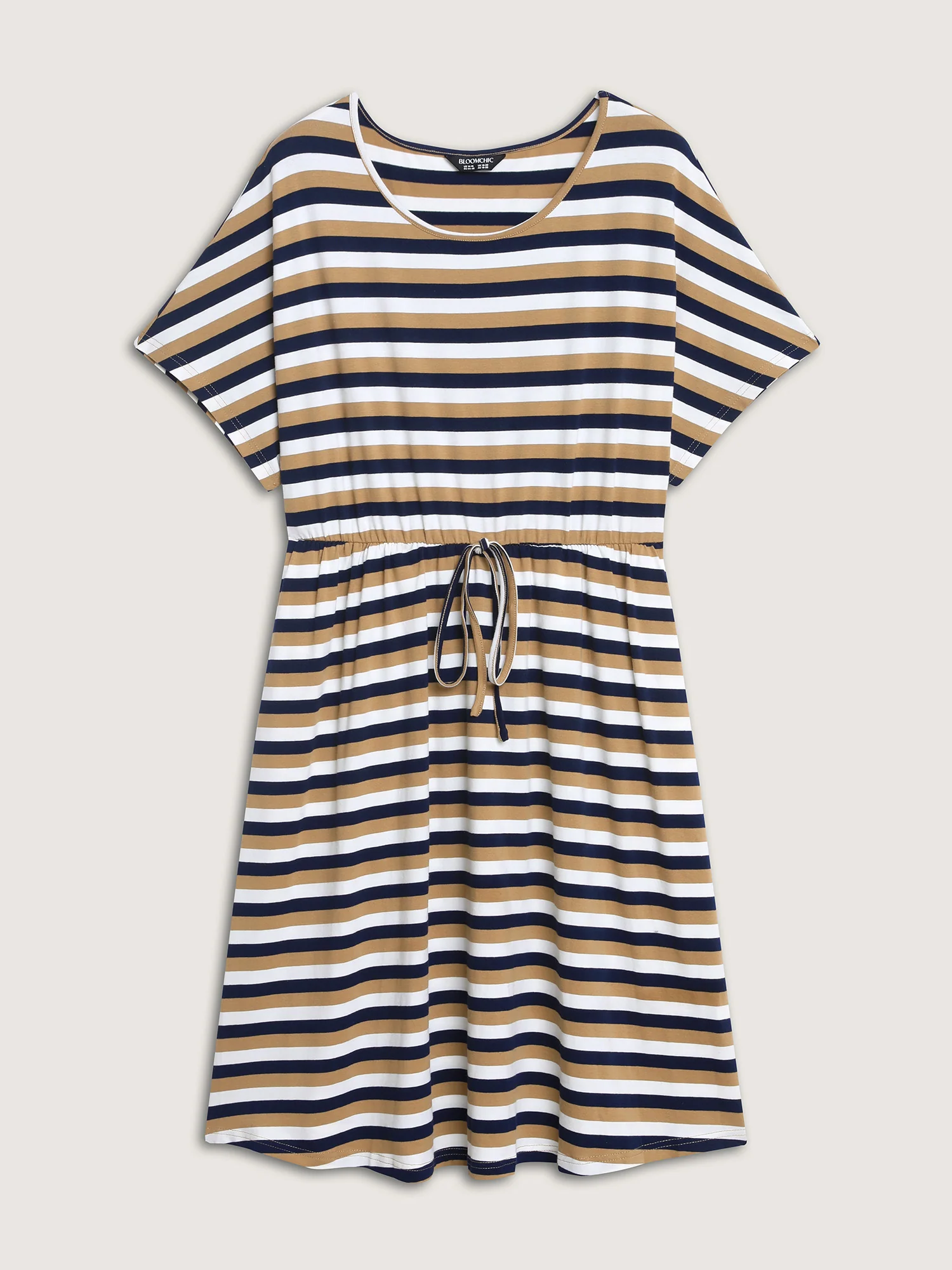Pure Cotton Striped Waist-Tie Midi Dress - Image 6