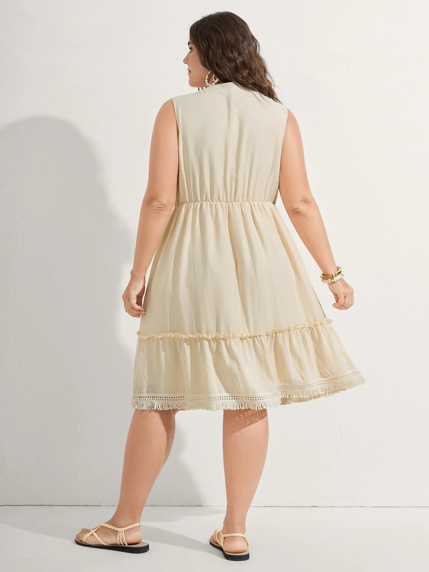 Pure Cotton Tassels Lace Midi Dress - Image 6