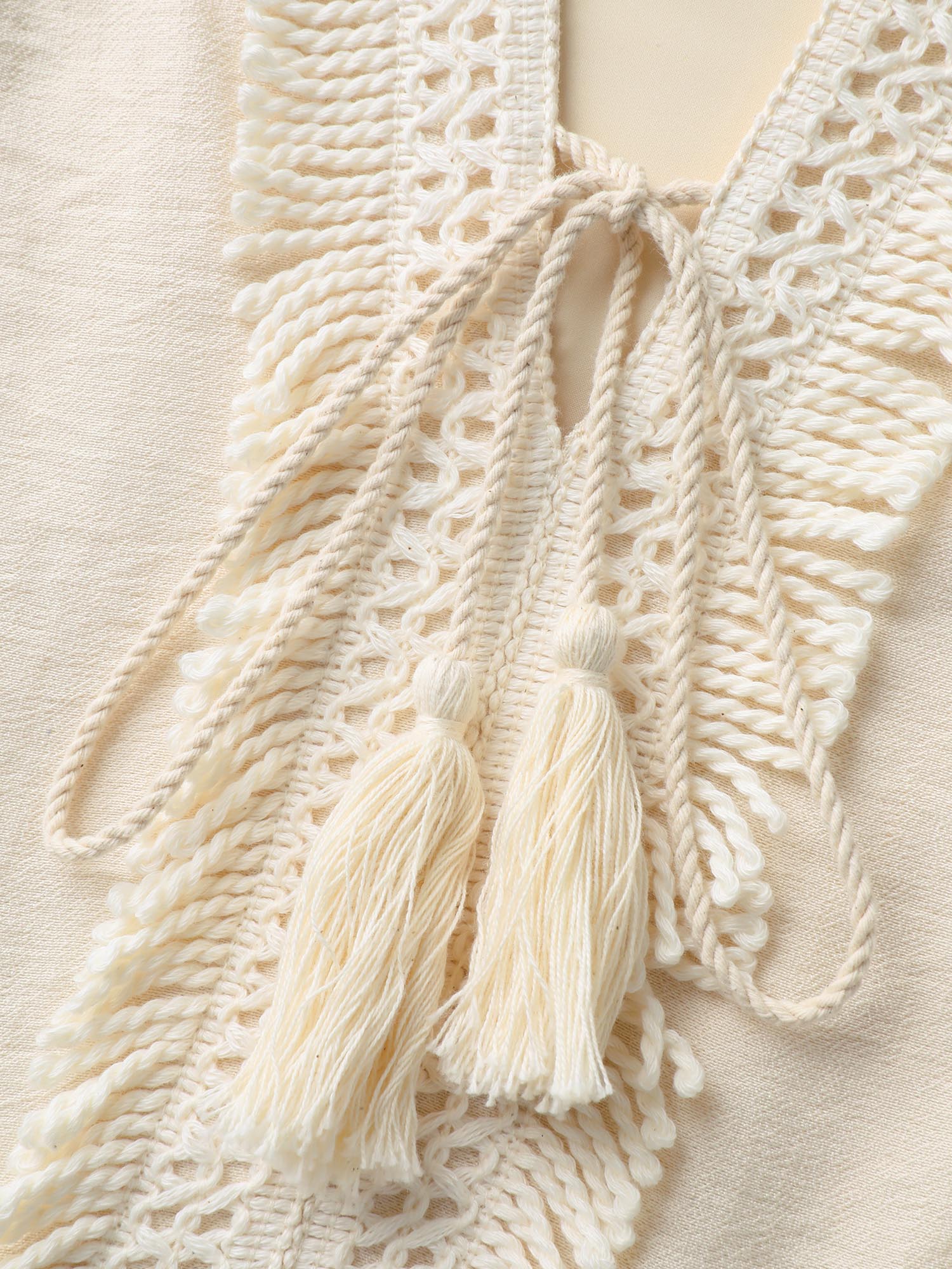 Pure Cotton Tassels Lace Midi Dress - Image 7