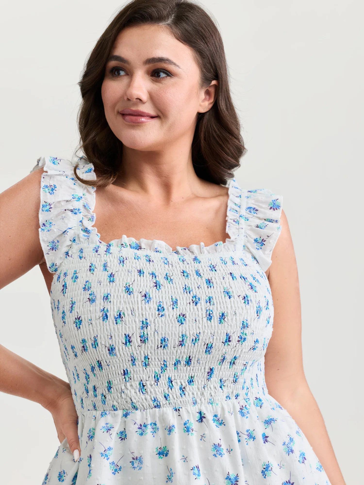 Pure Cotton Textured Floral Print Tank Top - Image 2