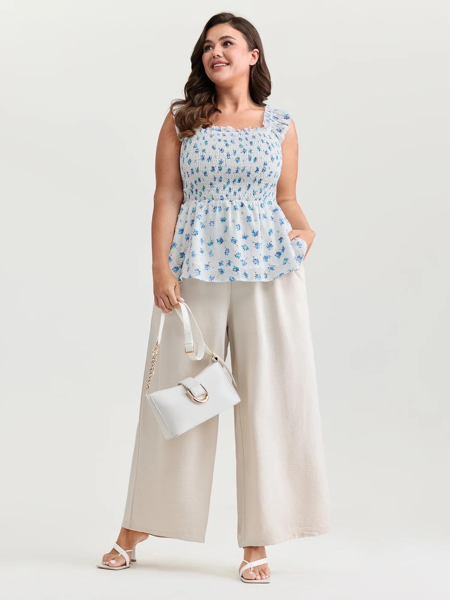 Pure Cotton Textured Floral Print Tank Top - Image 3