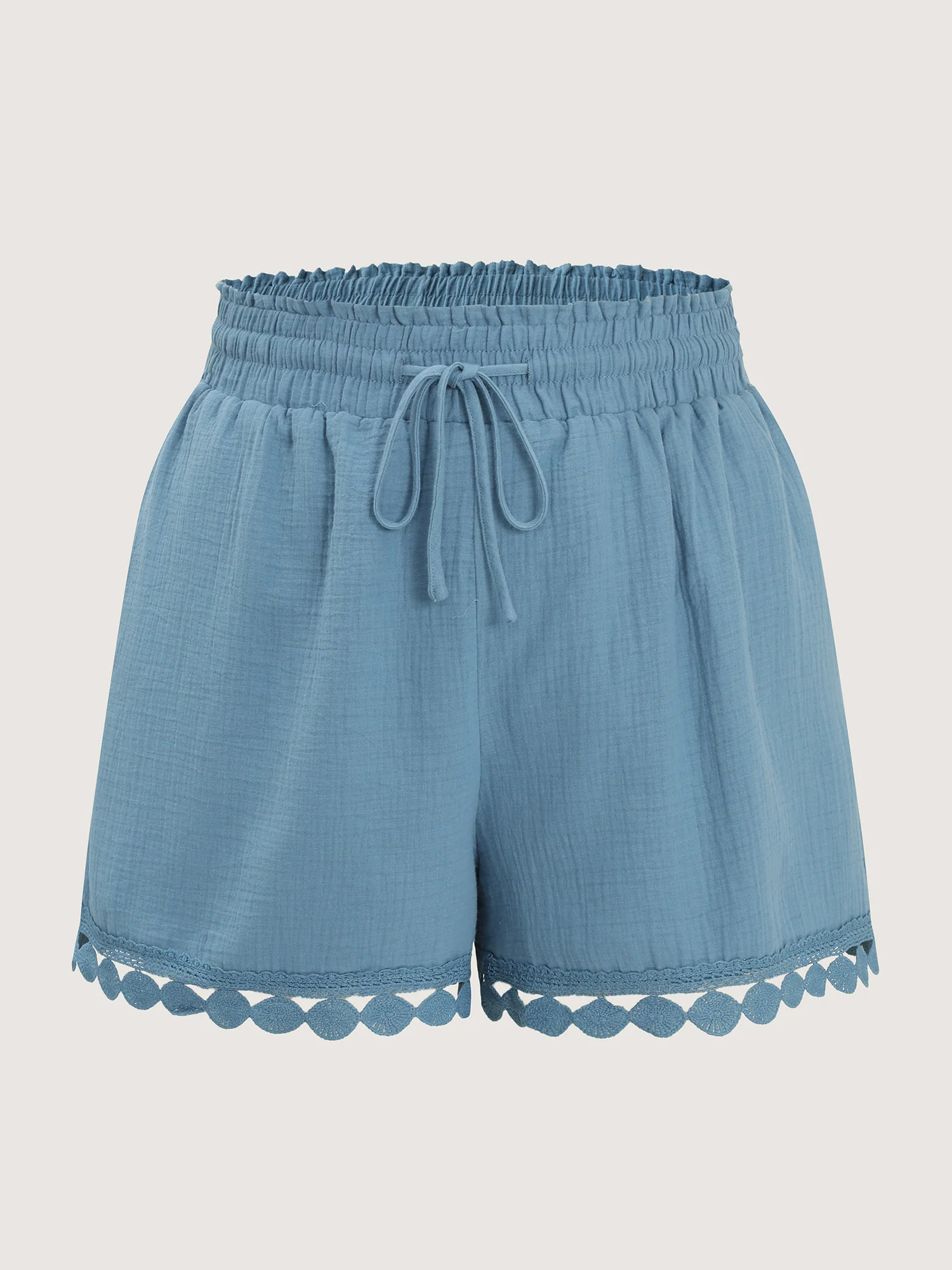 Pure Cotton Textured Lace Trim Shorts - Image 8