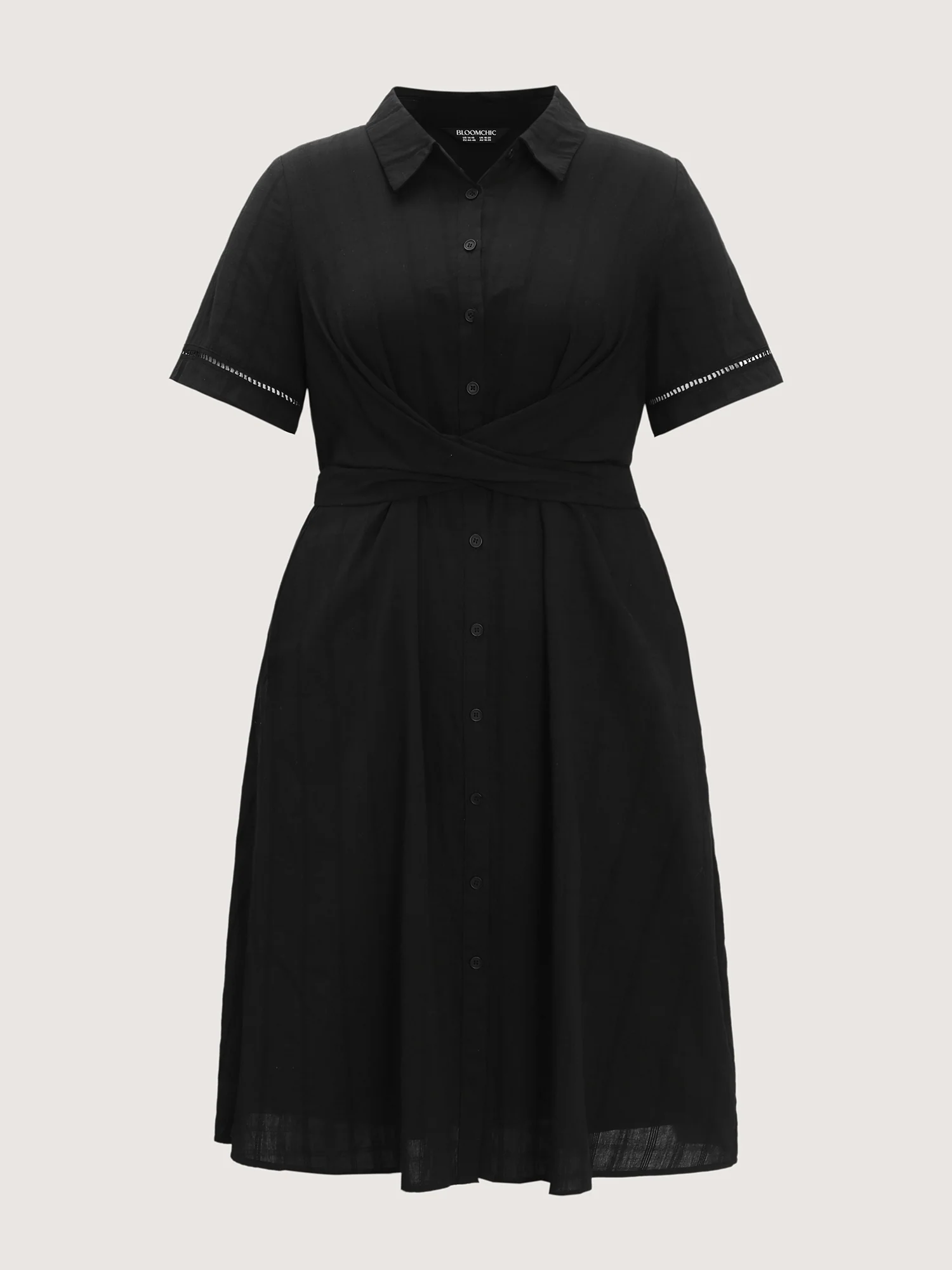 Pure Cotton Textured Overlap Waist Midi Dress - Image 8