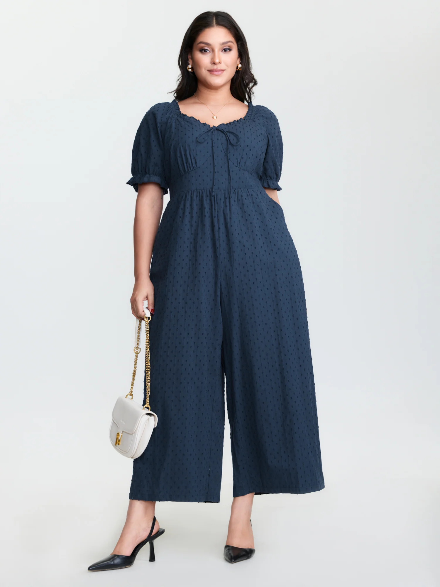 Pure Cotton Textured Pockets Jumpsuit