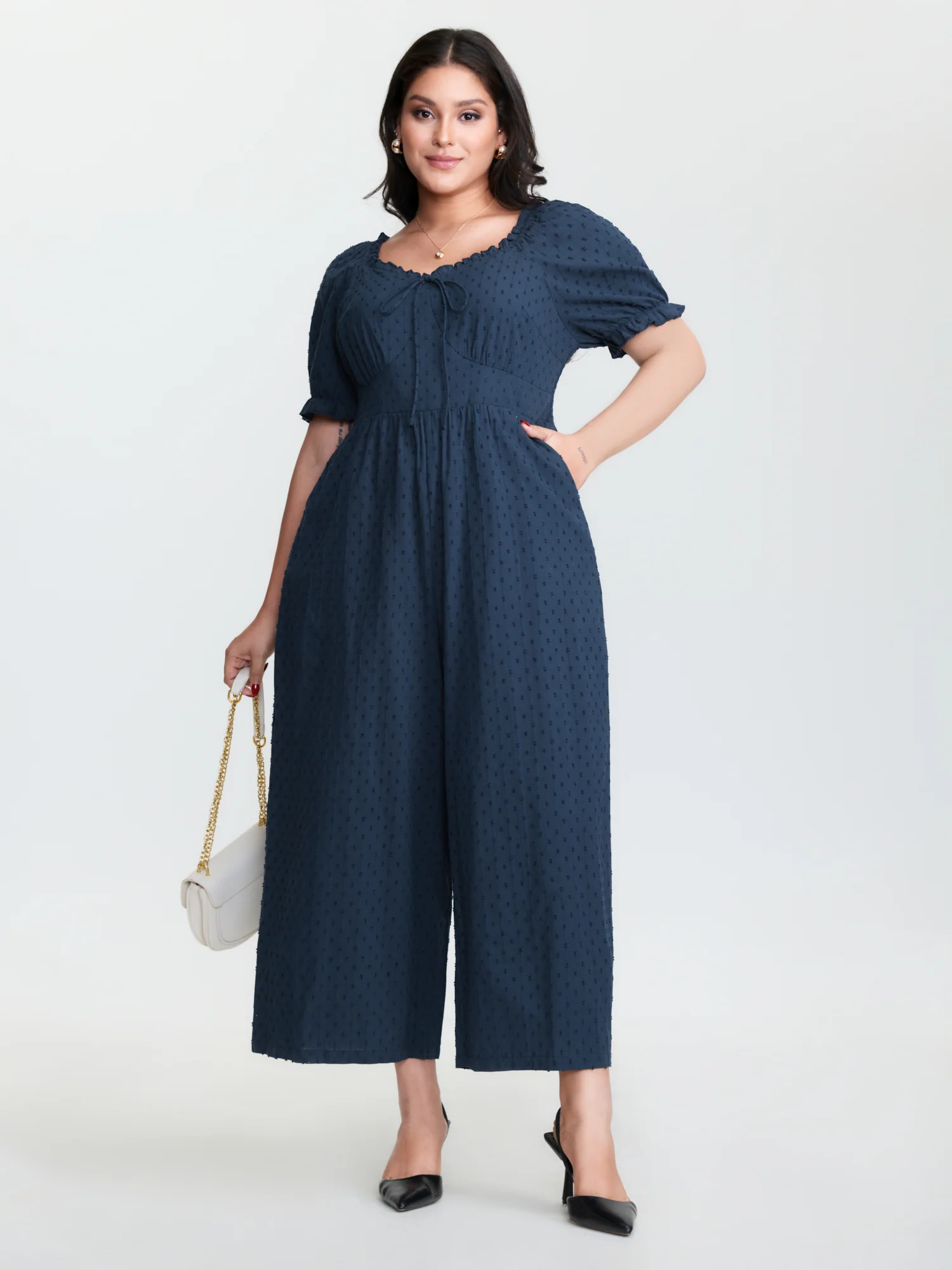 Pure Cotton Textured Pockets Jumpsuit - Image 2