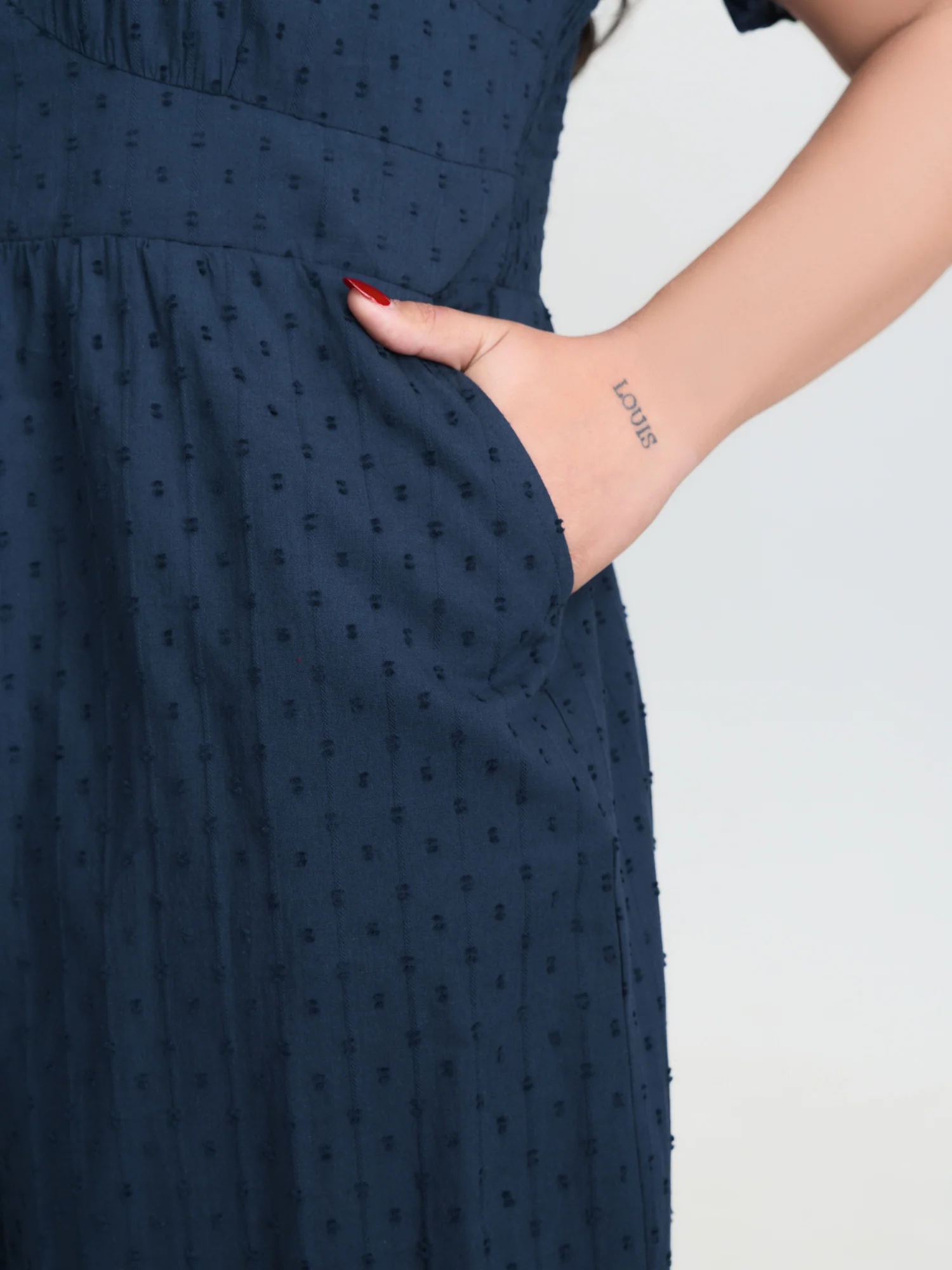 Pure Cotton Textured Pockets Jumpsuit - Image 4