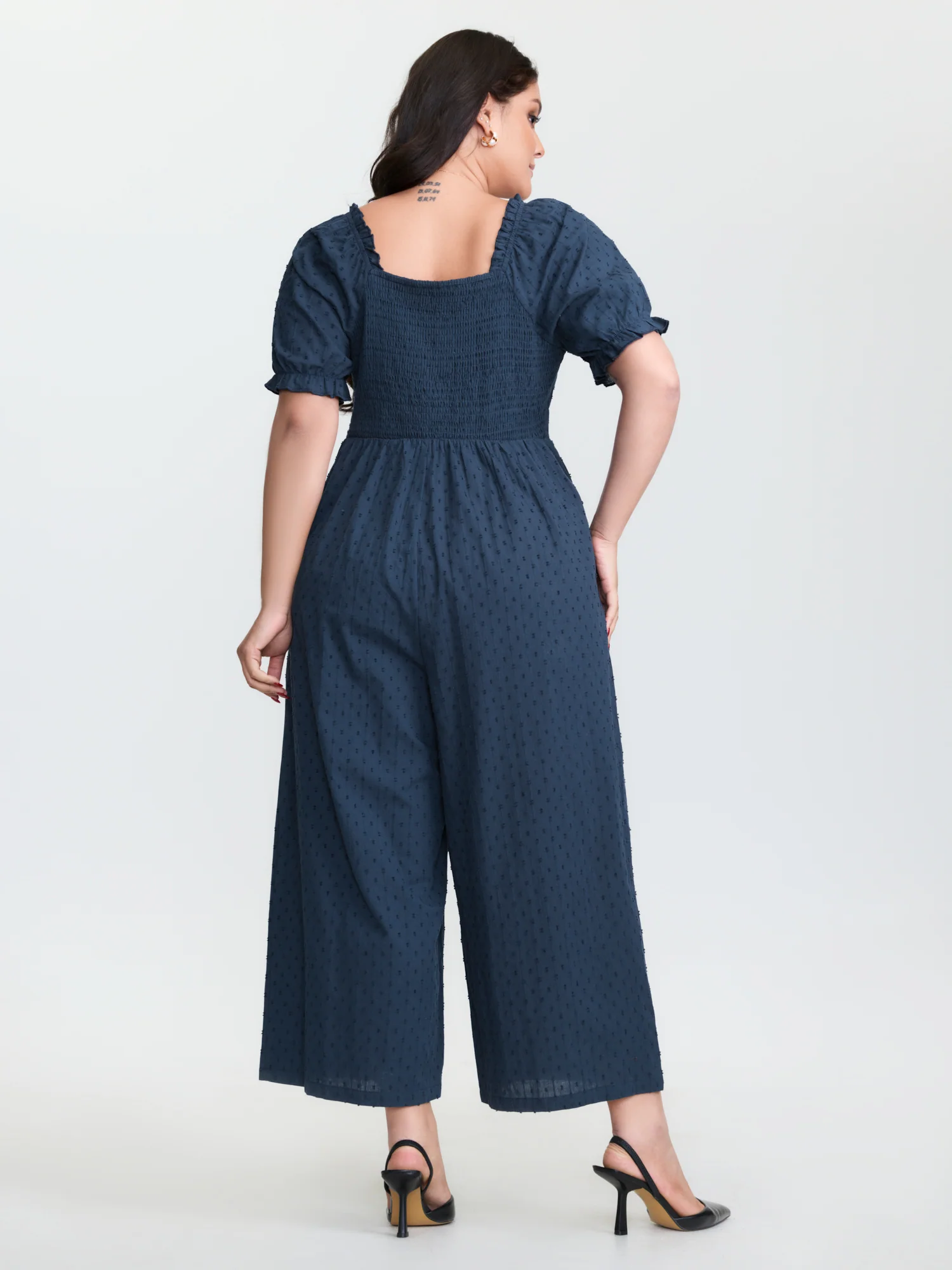 Pure Cotton Textured Pockets Jumpsuit - Image 5